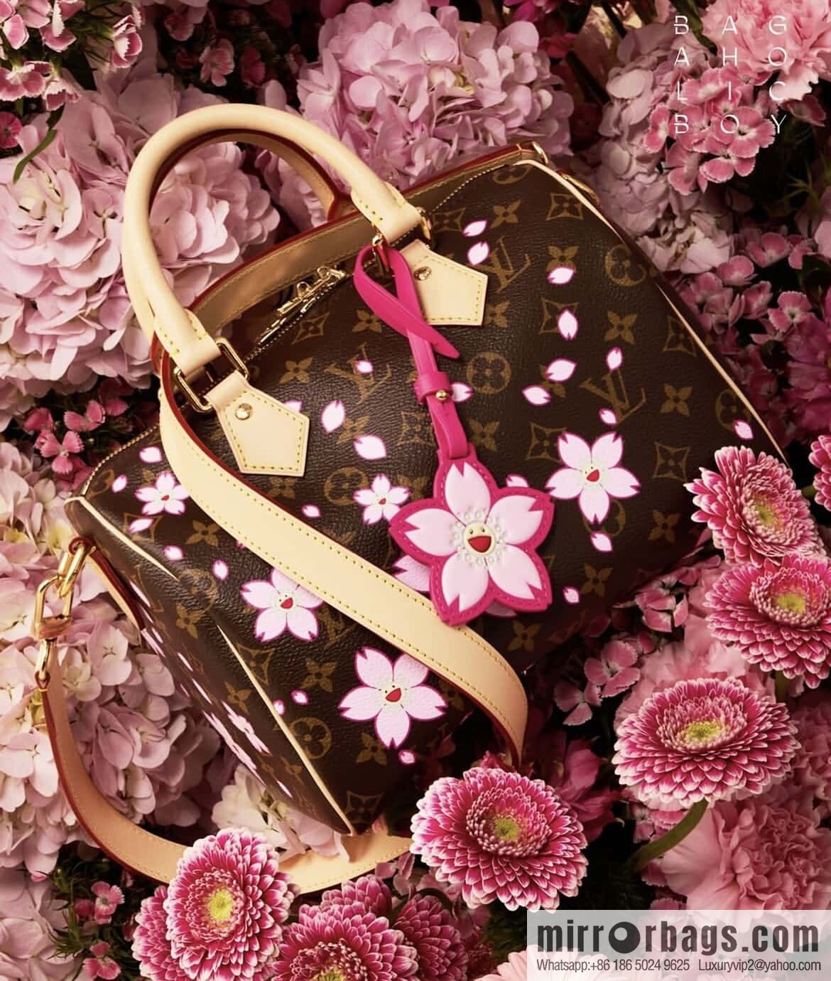 [Boutique‑grade] M14174 presbyopia, cherry blossom/Murakami Takashi, pillow bag speedy LV x TM SPEEDY BANDOULIIZRE 25 handbag