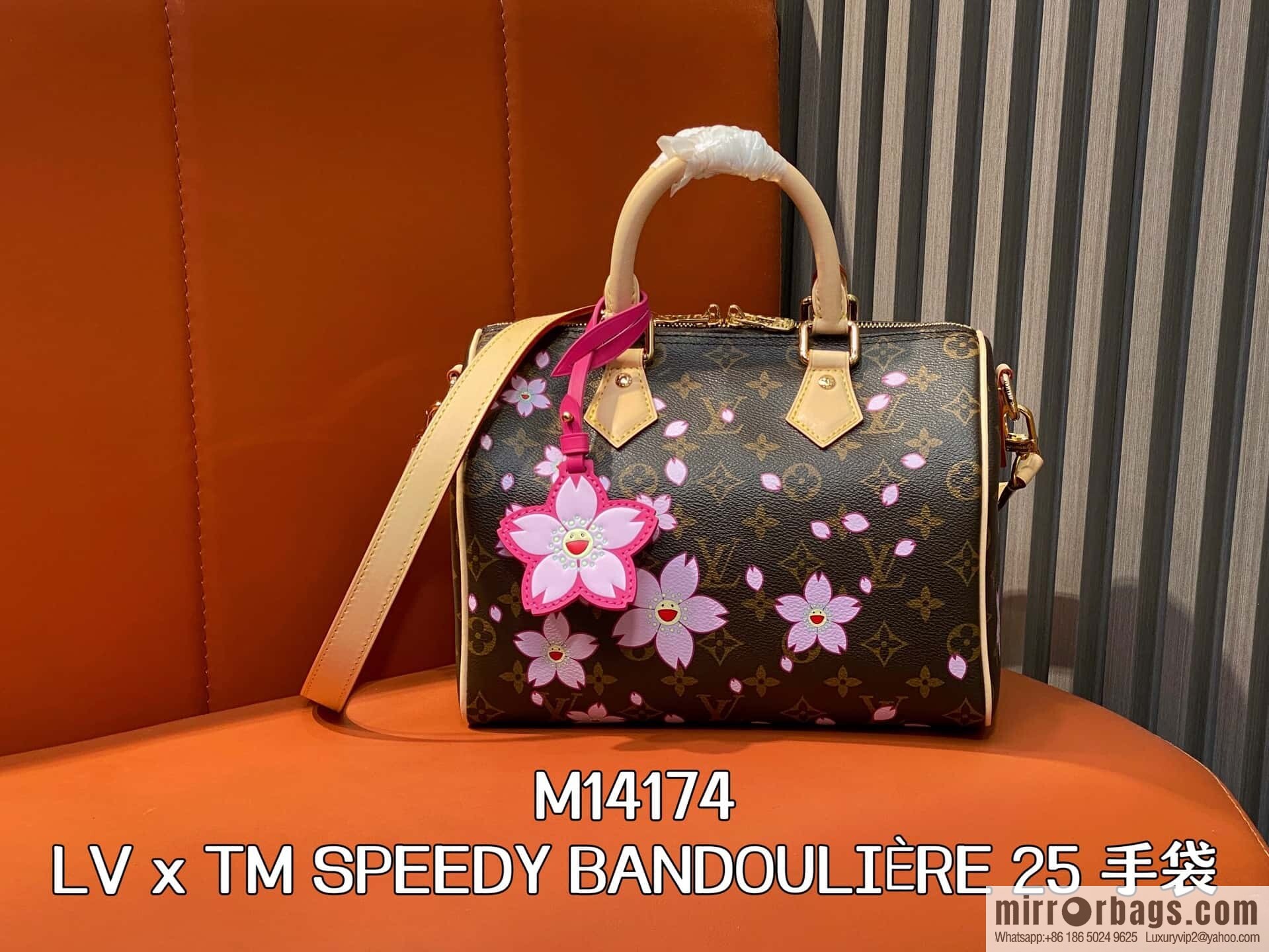 [Boutique‑grade] M14174 presbyopia, cherry blossom/Murakami Takashi, pillow bag speedy LV x TM SPEEDY BANDOULIIZRE 25 handbag