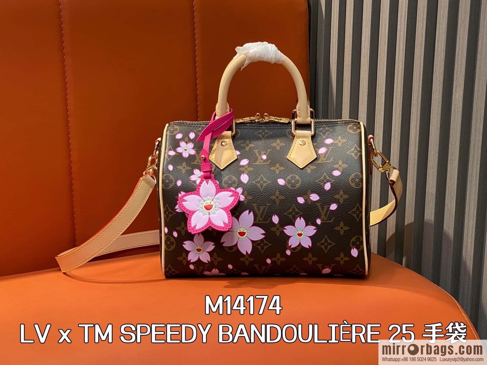 [Boutique‑grade] M14174 presbyopia, cherry blossom/Murakami Takashi, pillow bag speedy LV x TM SPEEDY BANDOULIIZRE 25 handbag