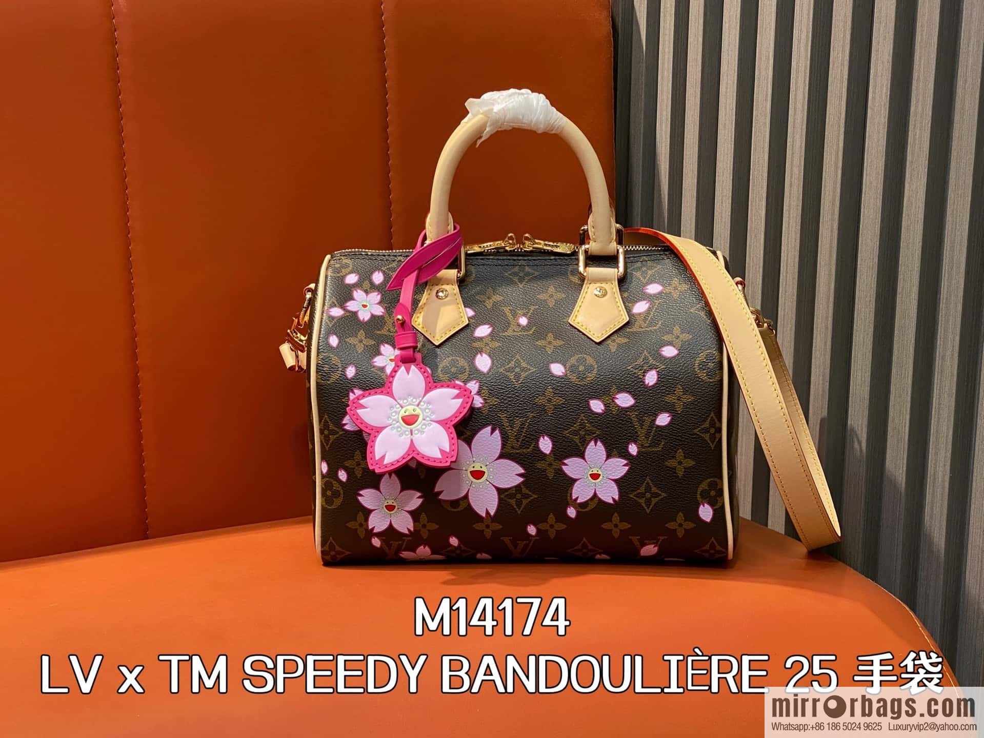 [Boutique‑grade] M14174 presbyopia, cherry blossom/Murakami Takashi, pillow bag speedy LV x TM SPEEDY BANDOULIIZRE 25 handbag