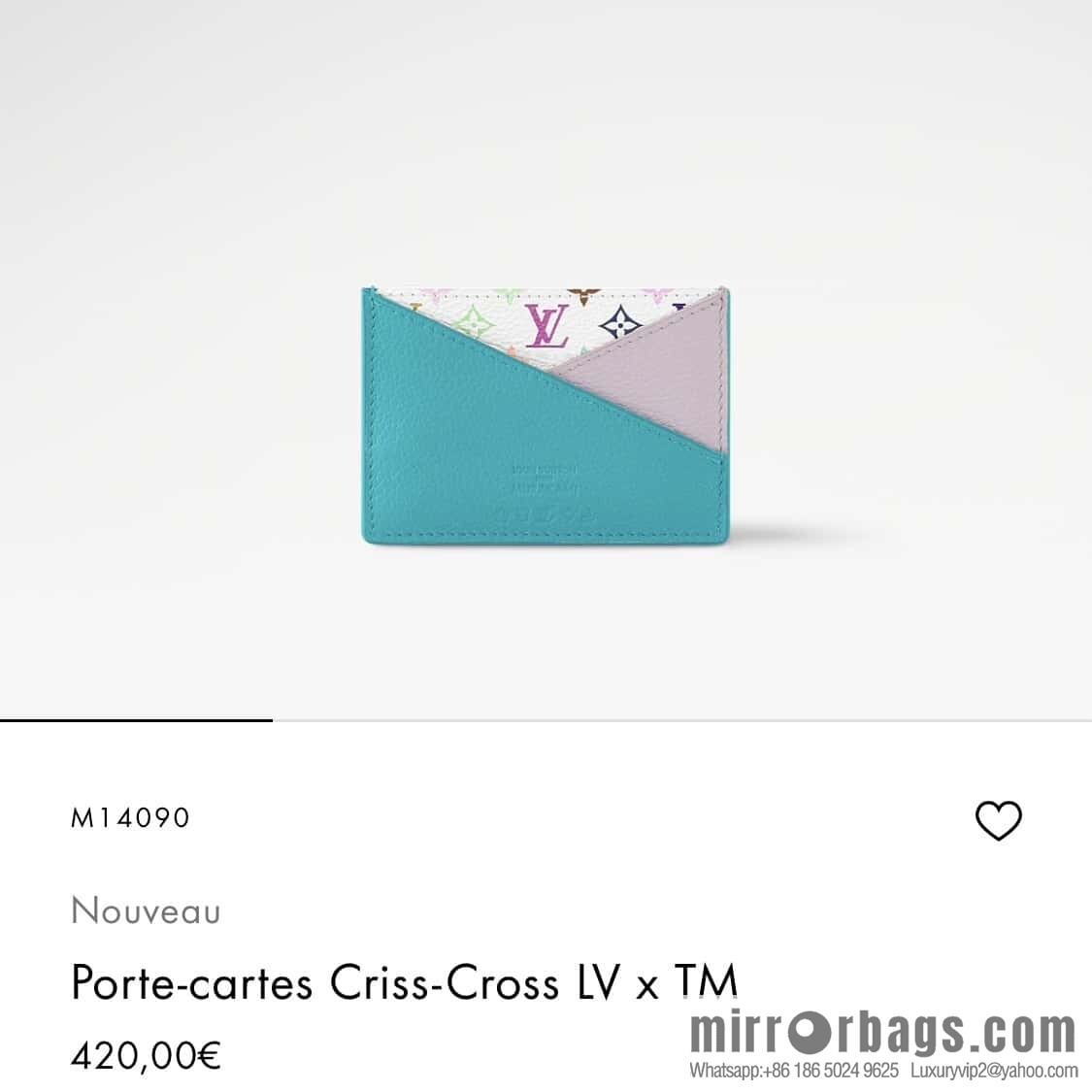 [Boutique‑grade] M14090 blue, card bag wallet Criss-Cross LV x TM card holder