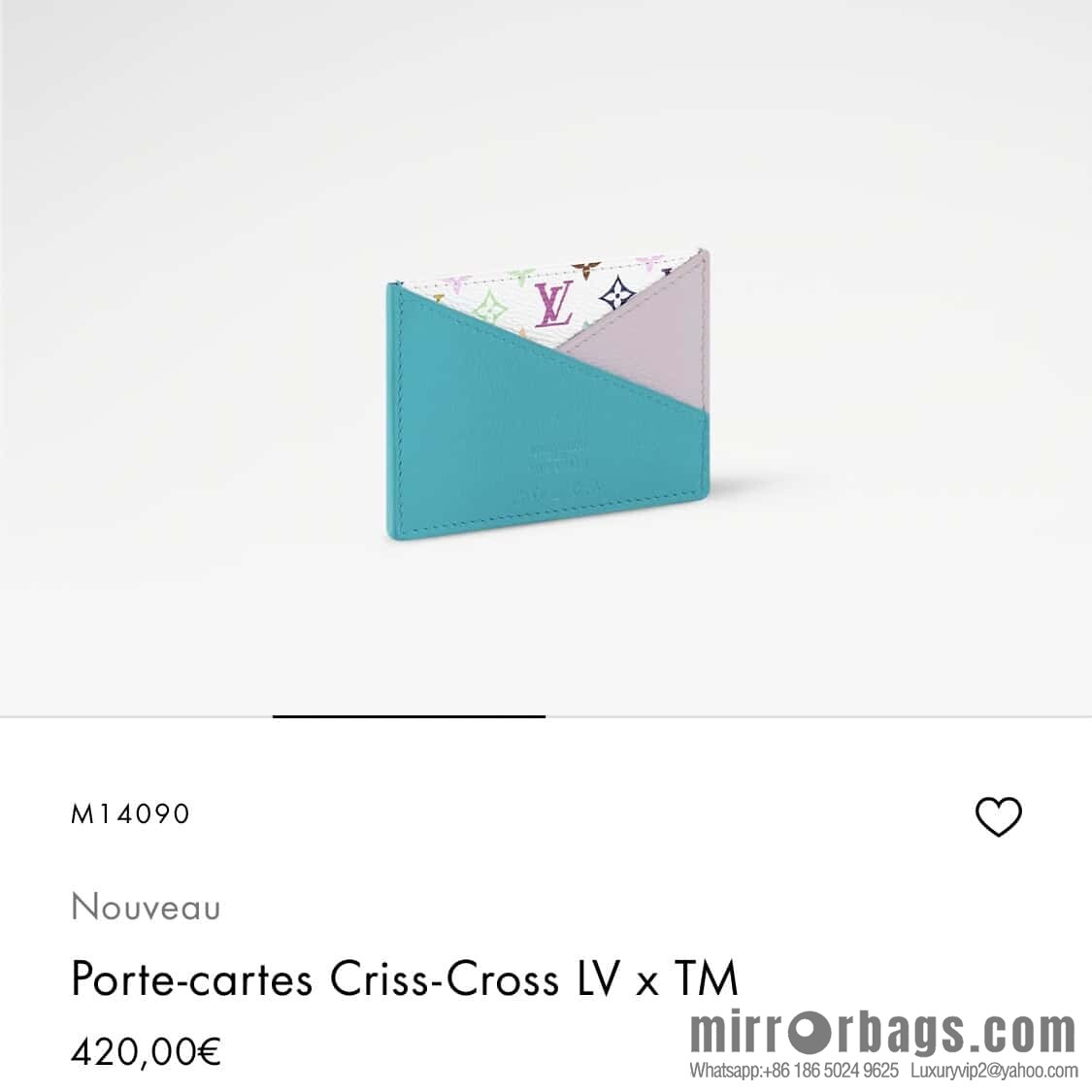 [Boutique‑grade] M14090 blue, card bag wallet Criss-Cross LV x TM card holder