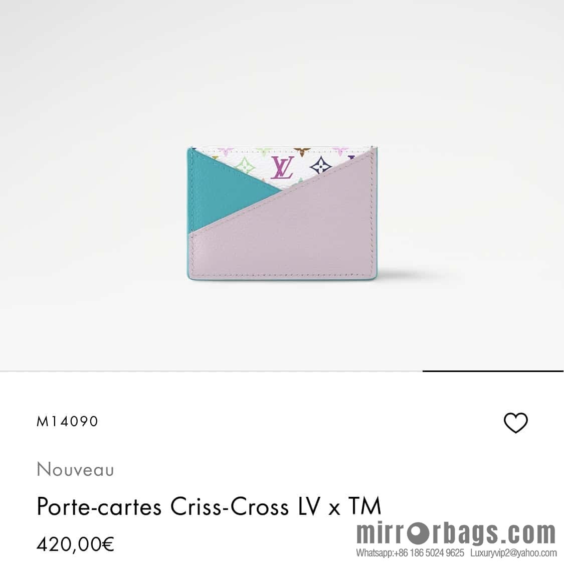 [Boutique‑grade] M14090 blue, card bag wallet Criss-Cross LV x TM card holder