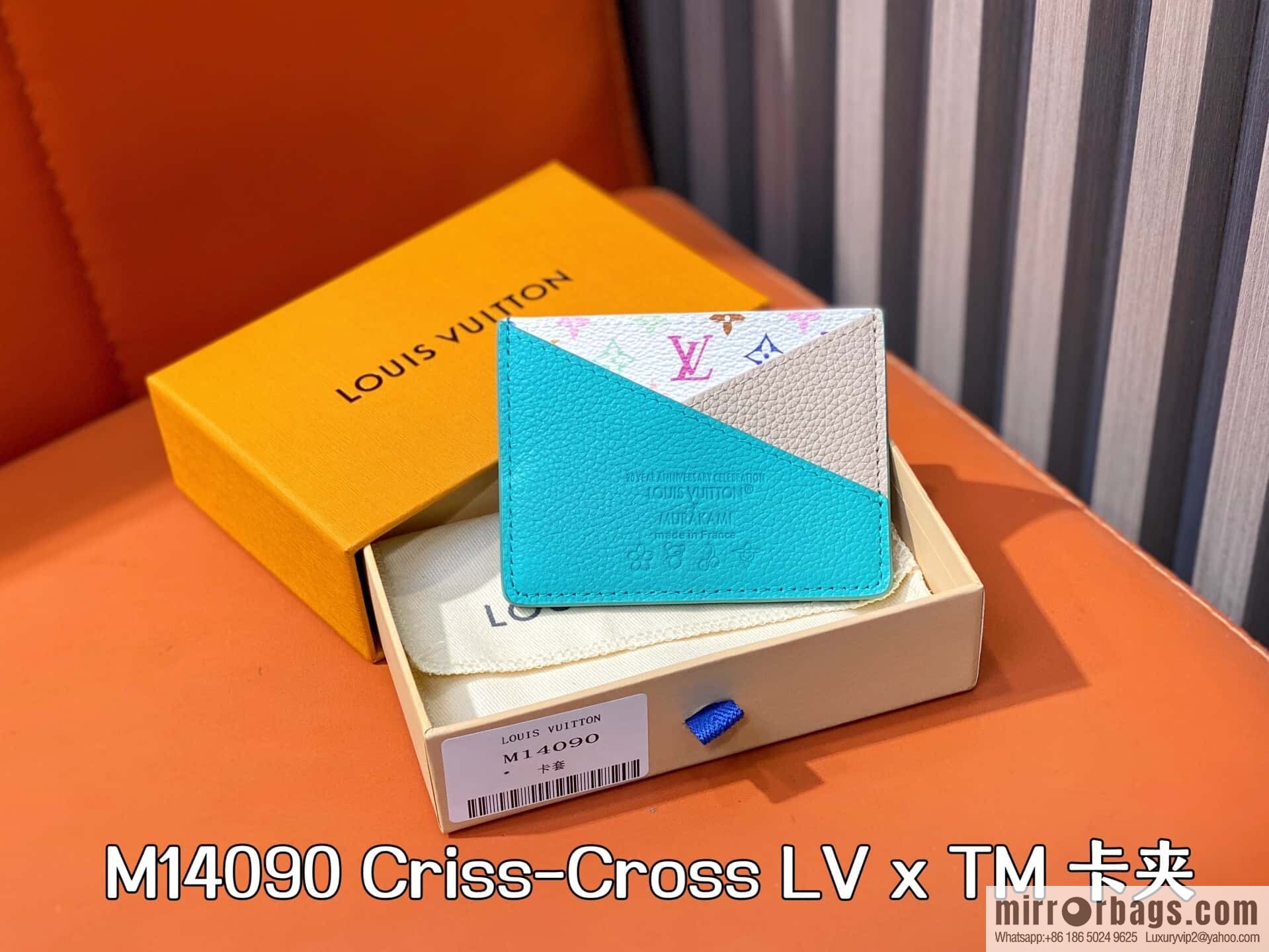 [Boutique‑grade] M14090 blue, card bag wallet Criss-Cross LV x TM card holder