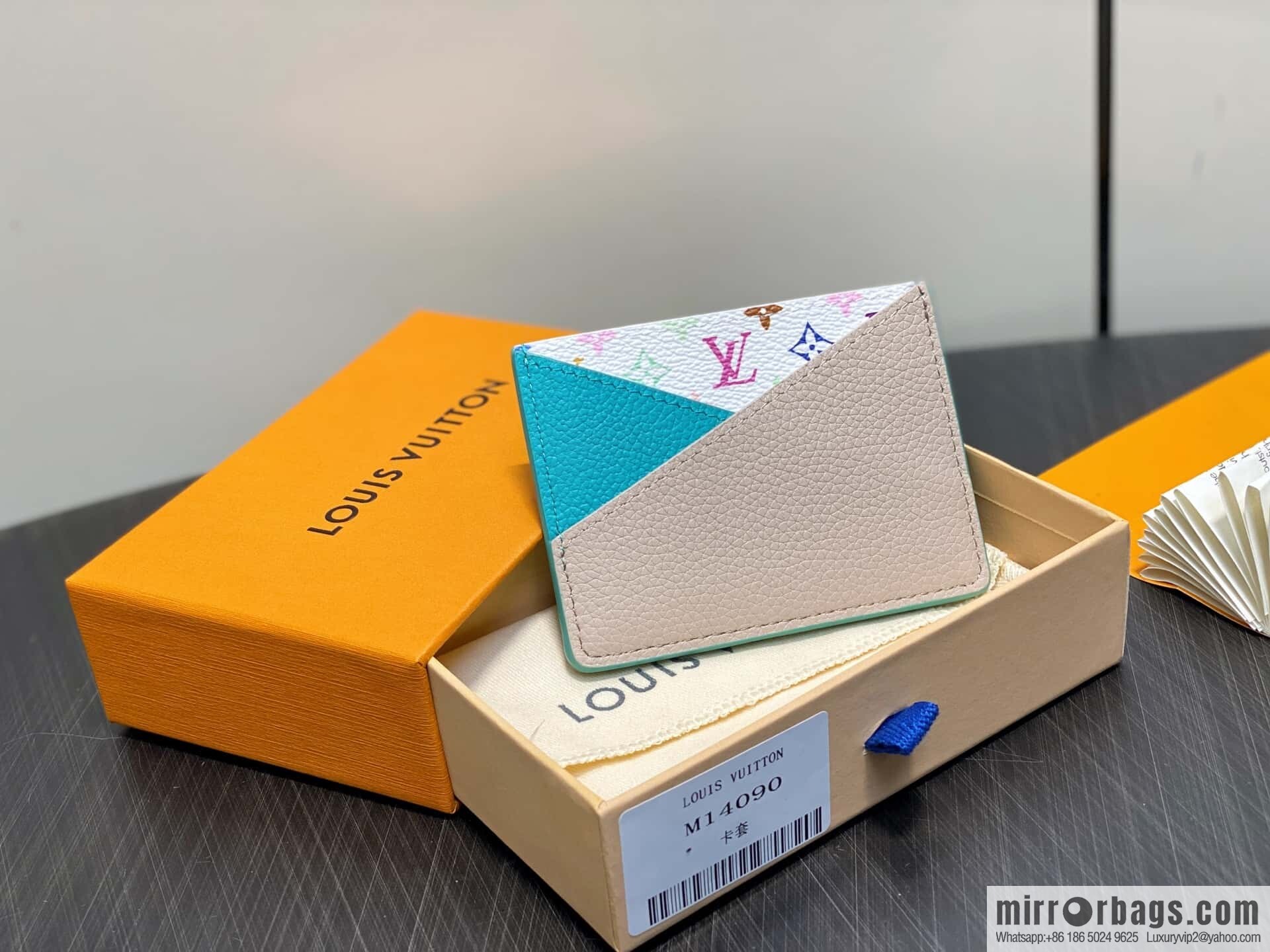 [Boutique‑grade] M14090 blue, card bag wallet Criss-Cross LV x TM card holder