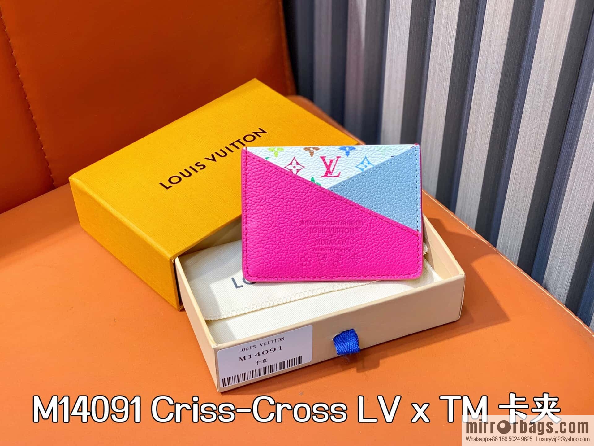 [Boutique‑grade] M14091 rose red, card bag wallet Criss-Cross LV x TM card holder