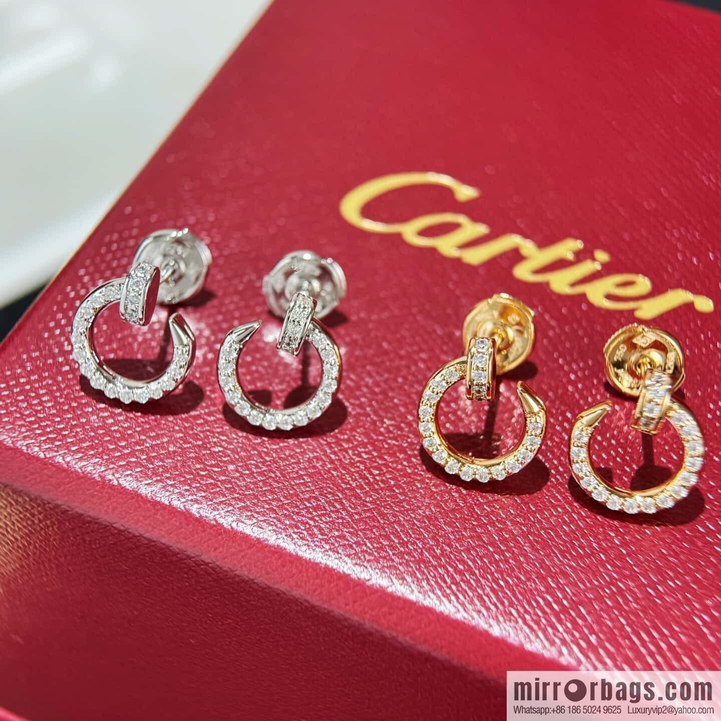 ☀️Cartier LOVE series, full drill nail earrings