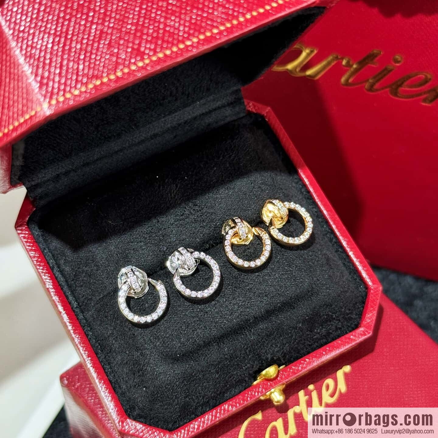 ☀️Cartier LOVE series, full drill nail earrings