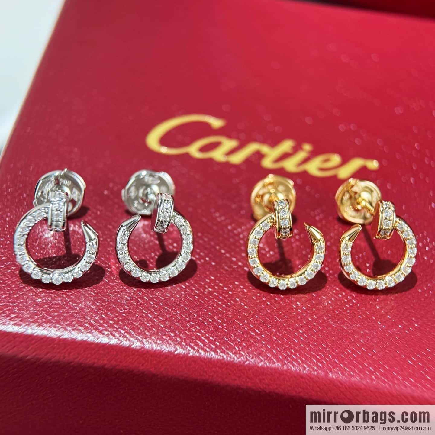 ☀️Cartier LOVE series, full drill nail earrings