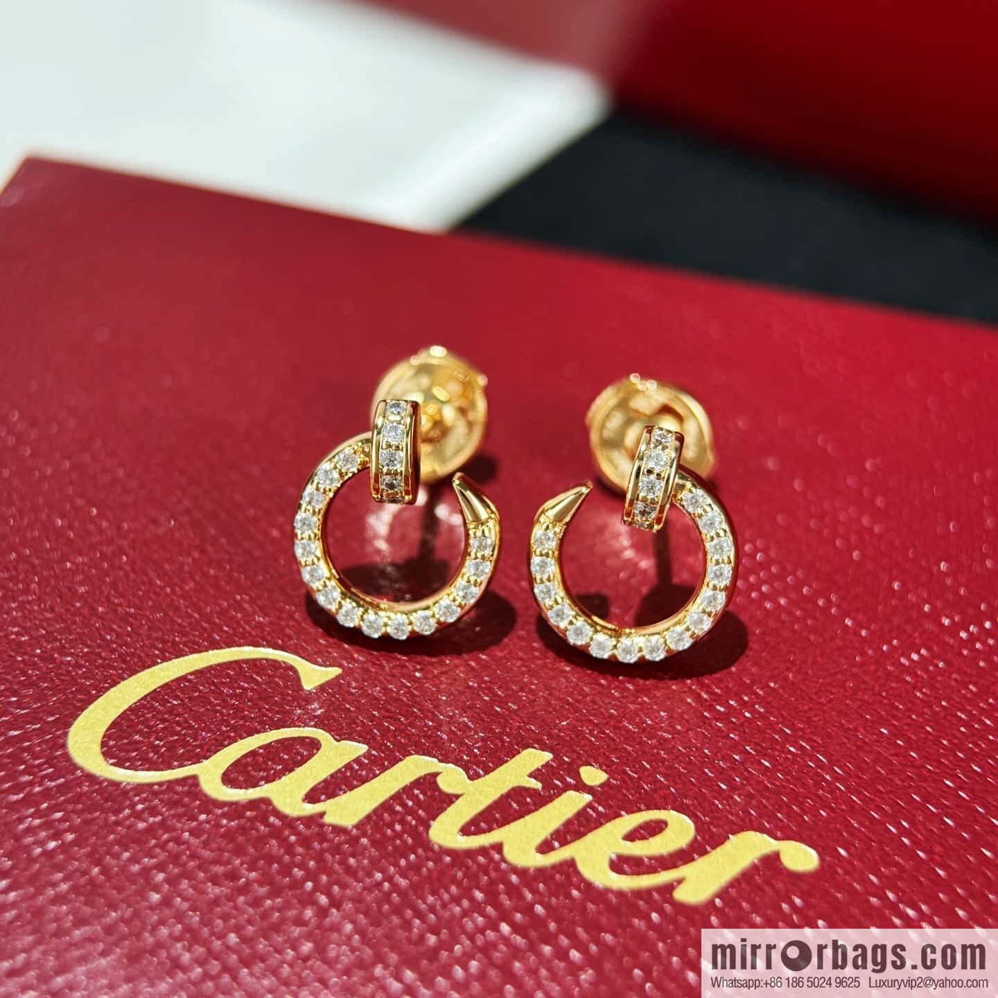 ☀️Cartier LOVE series, full drill nail earrings