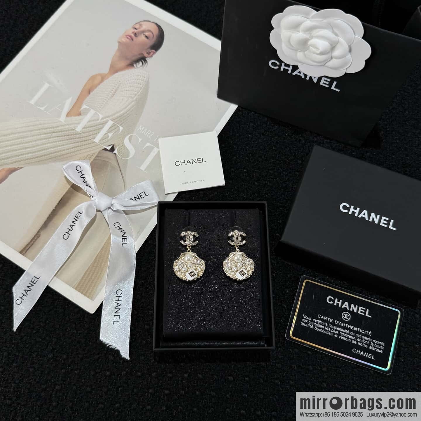 ☀️New ☑️ chanel c2 double c shell stud earrings