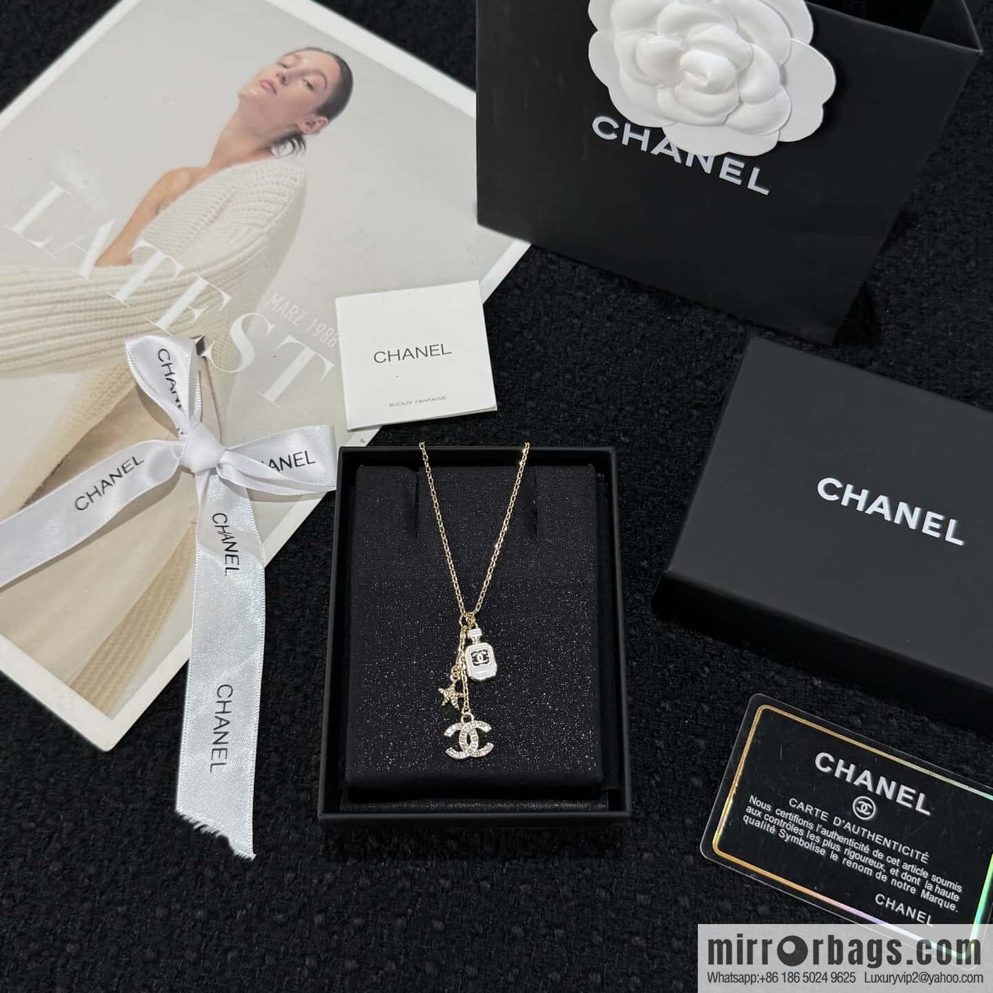 ☀️New ☑️ chanel c2 double c tassel perfume bottle pentagram necklace
