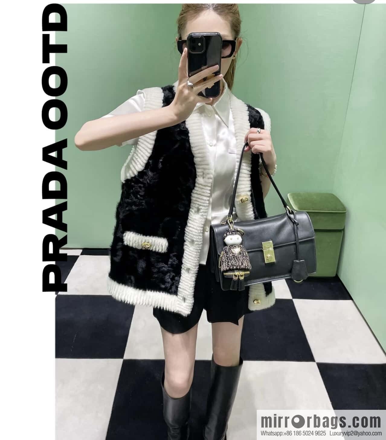 PRADA 🎉 new catwalk model 🎉 1BN023 calfskin 🎉🎉 black