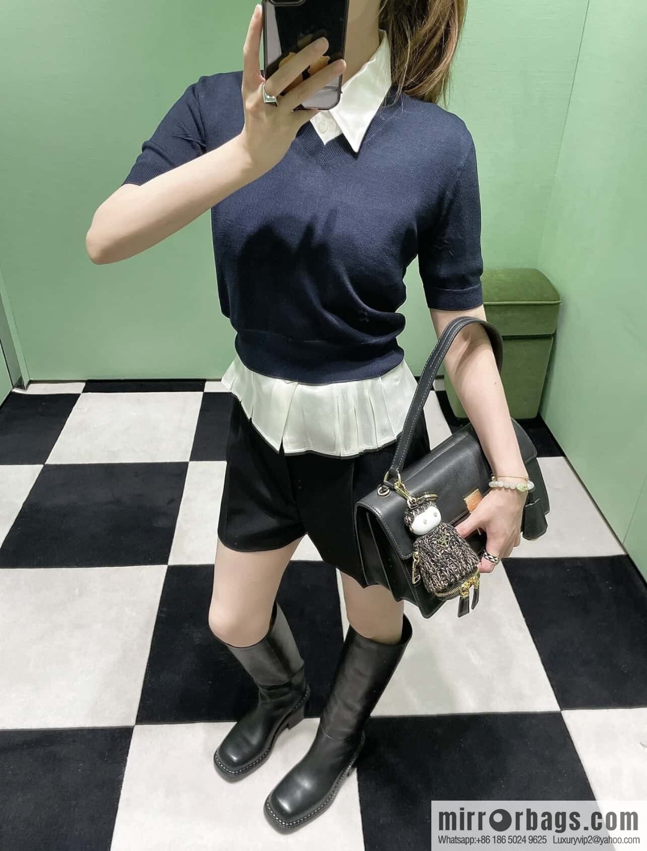 PRADA 🎉 new catwalk model 🎉 1BN023 calfskin 🎉🎉 black