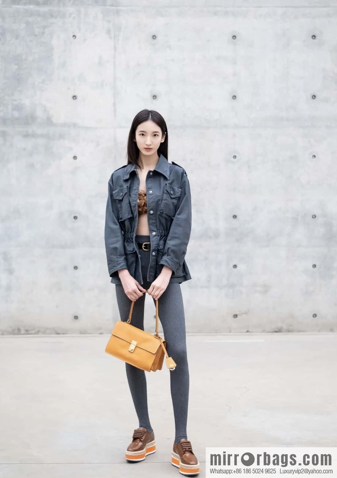 PRADA 🎉 new catwalk model 🎉 1BN023 calfskin 🎉🎉 orange