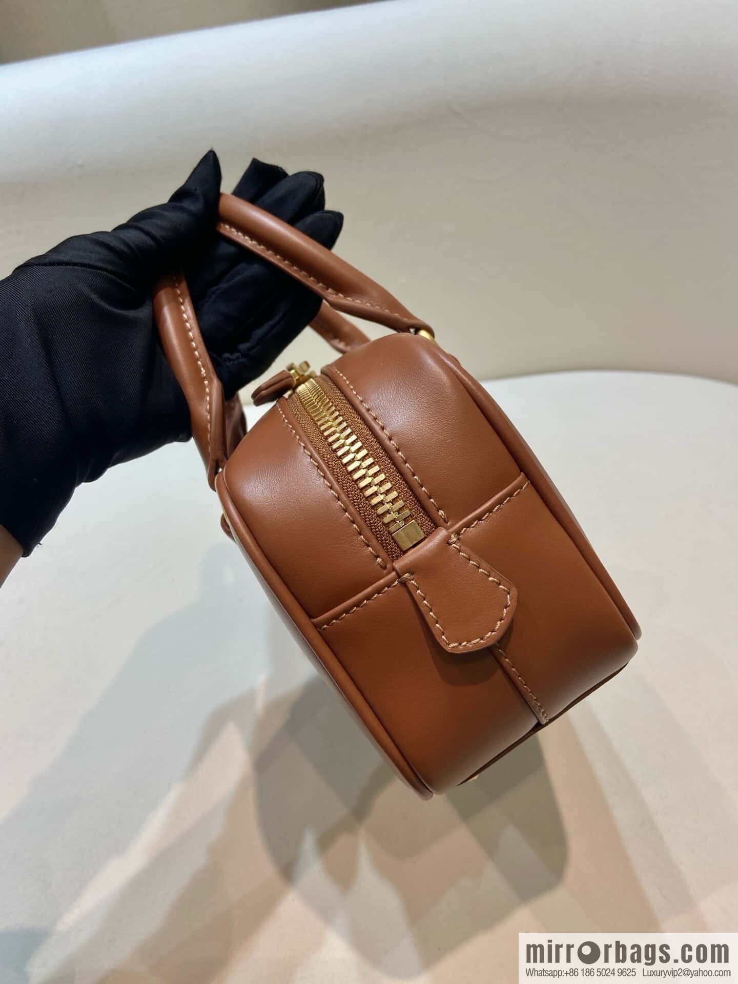 MIUMIU new bowling bag Softy Padded 🎳 caramel color