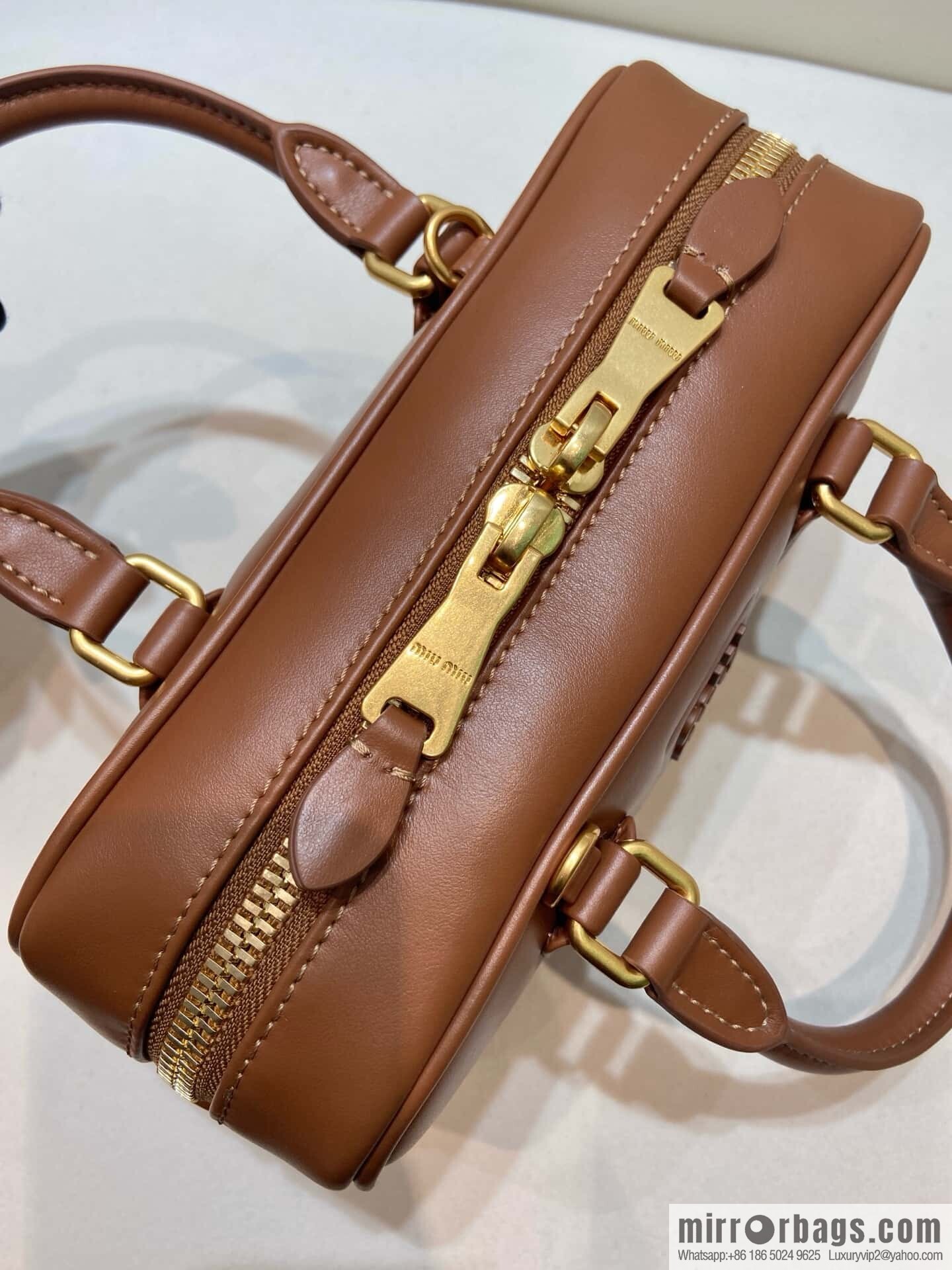 MIUMIU new bowling bag Softy Padded 🎳 caramel color