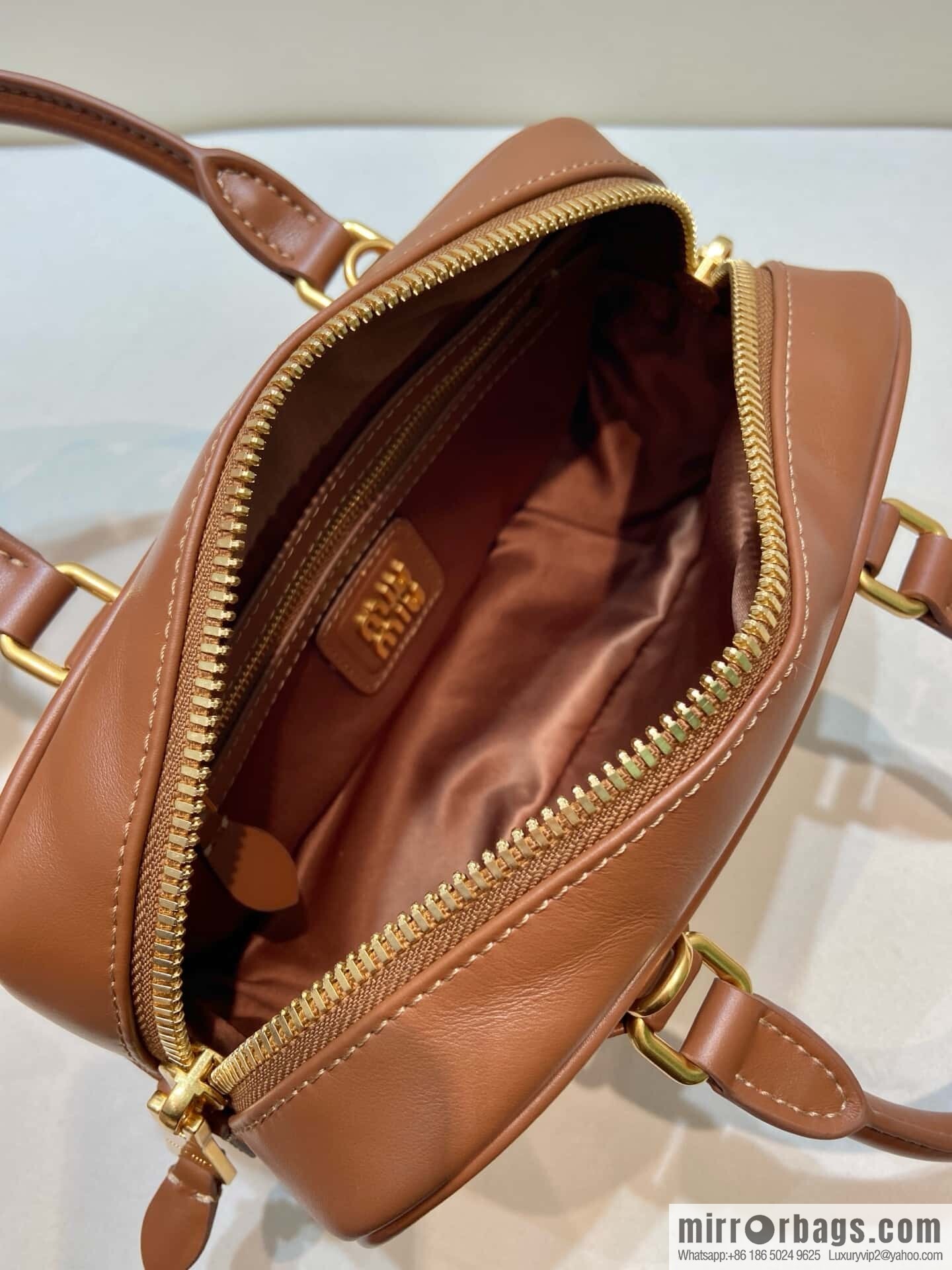 MIUMIU new bowling bag Softy Padded 🎳 caramel color