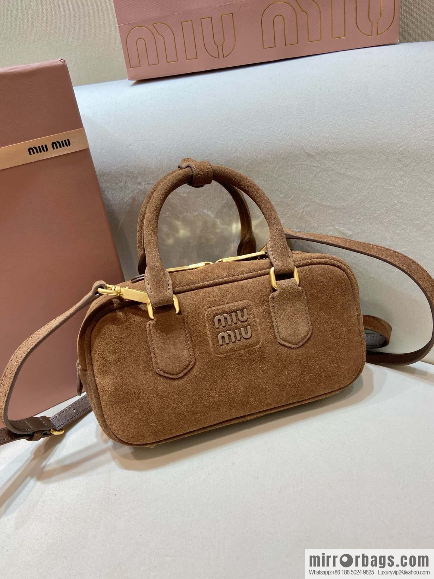 MIUMIU new bowling bag Softy Padded 🎳 5BB 142 Suede