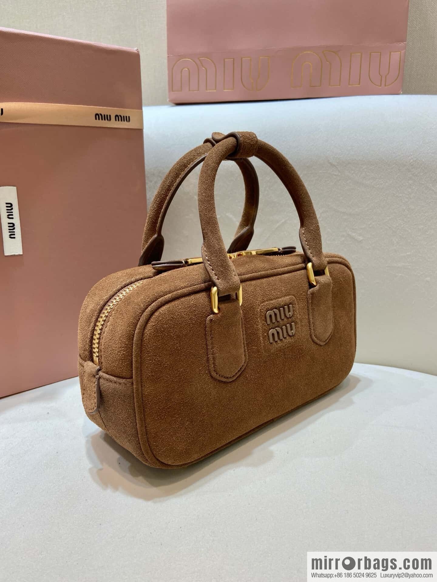 MIUMIU new bowling bag Softy Padded 🎳 5BB 142 Suede