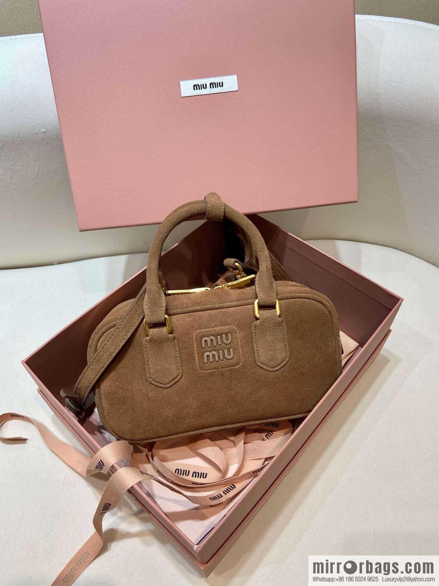 MIUMIU new bowling bag Softy Padded 🎳 5BB 142 Suede