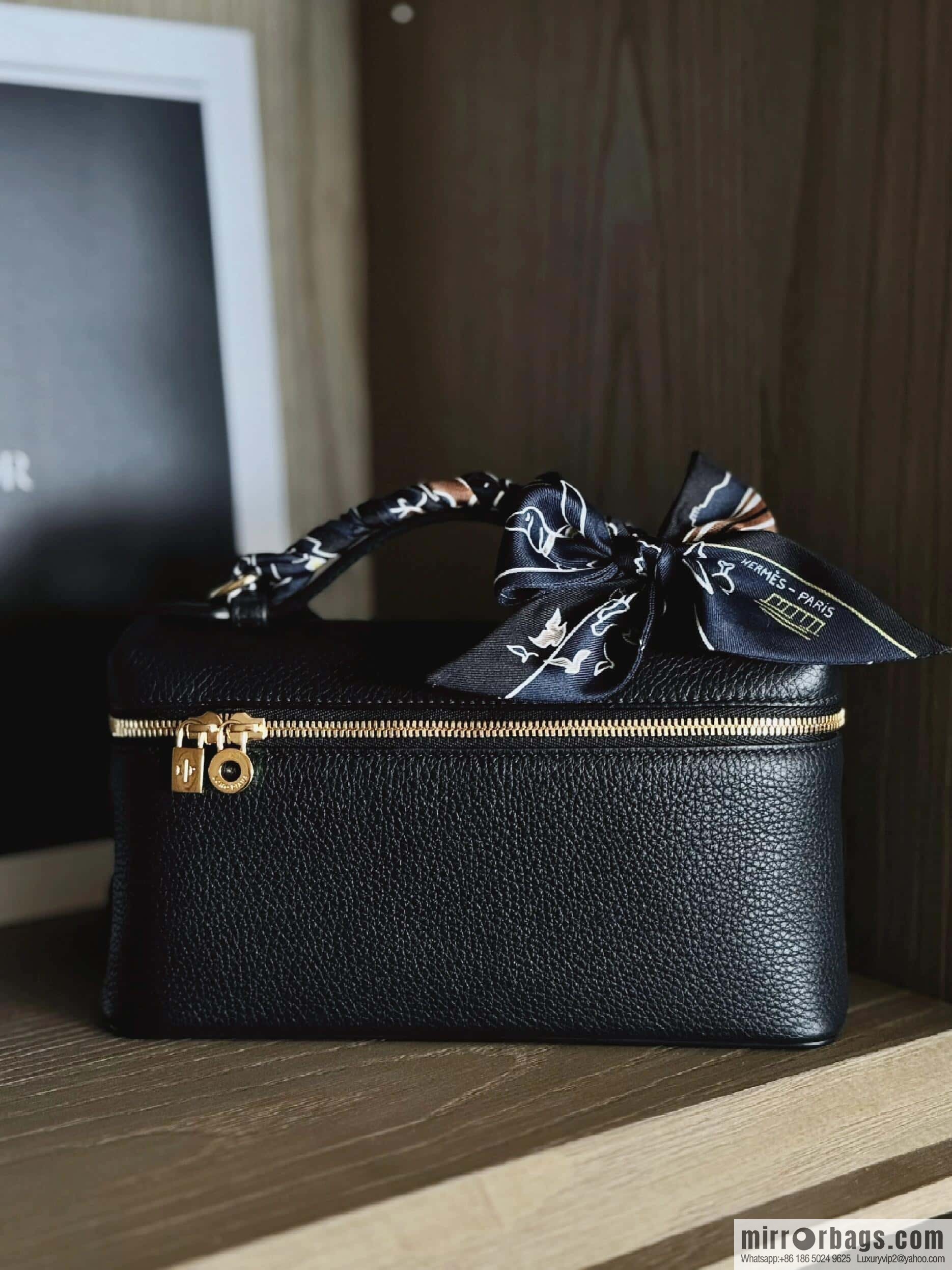 Loro Piana 2nd Generation Extra Pocket L19 Clutch Bag FAN4046 Black Gold Buckle