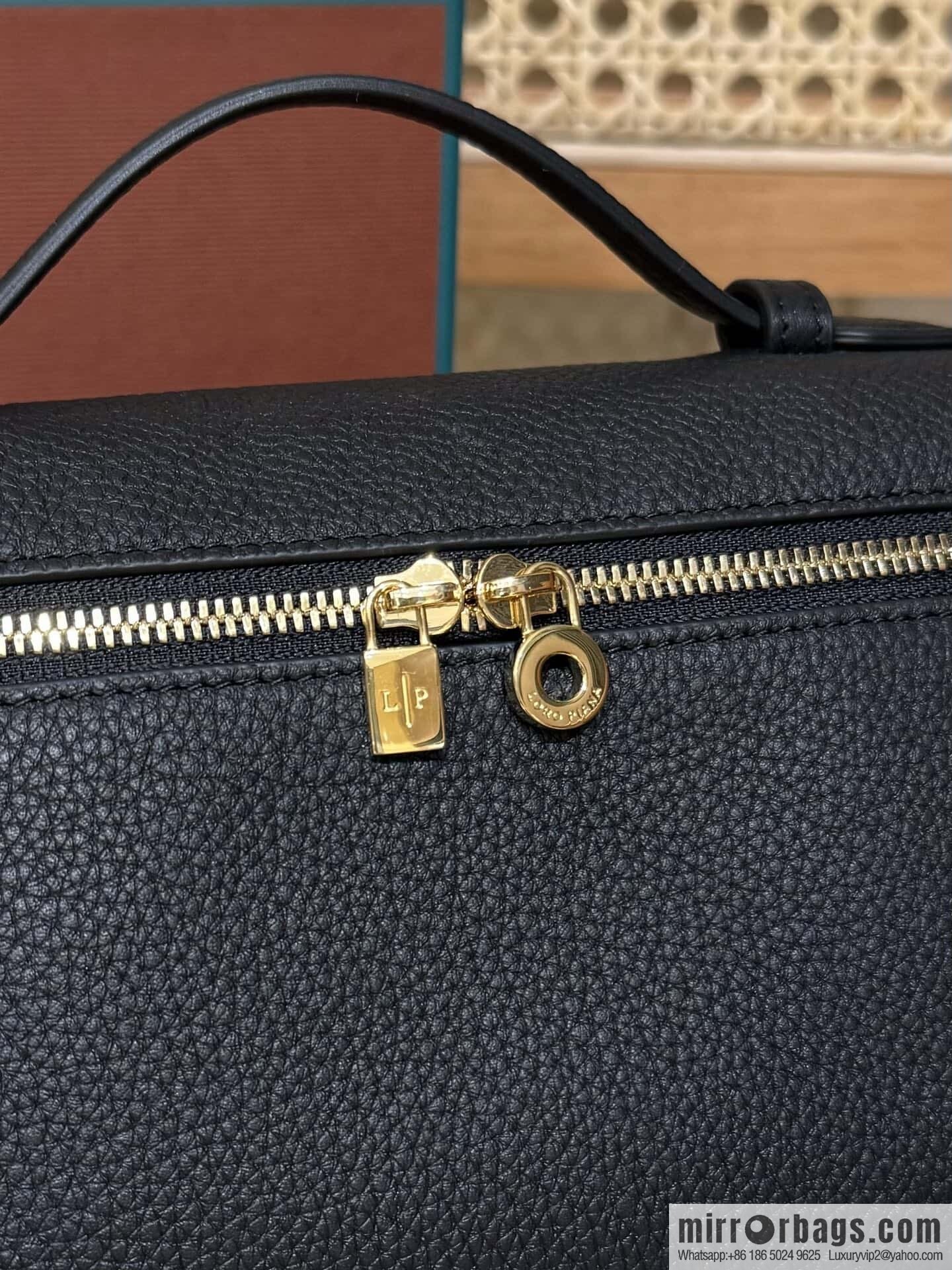 Loro Piana 2nd Generation Extra Pocket L19 Clutch Bag FAN4046 Black Gold Buckle