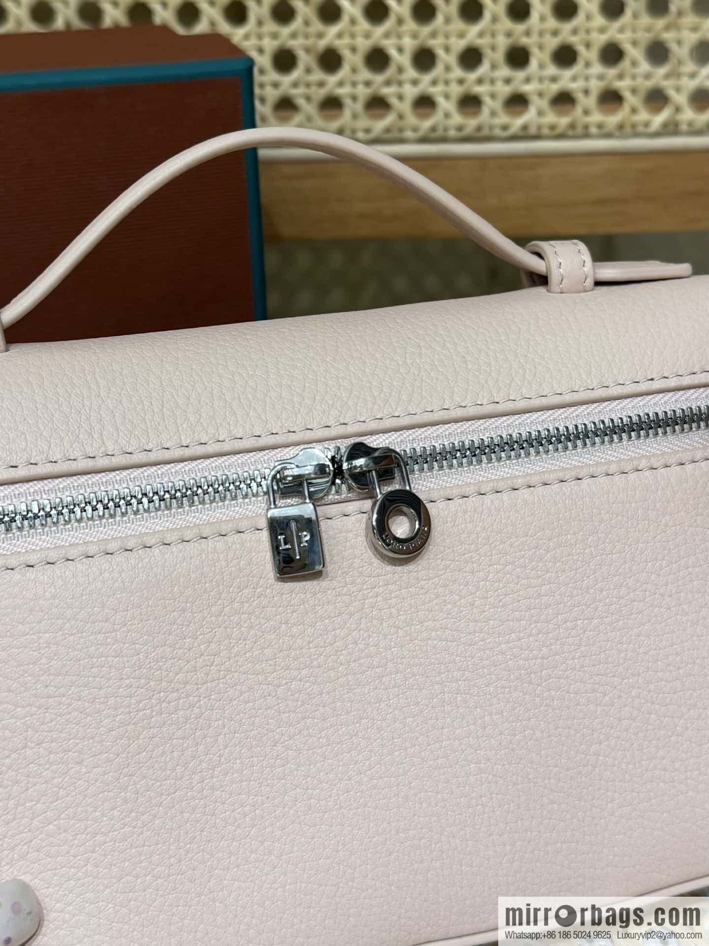 Loro Piana 2nd Generation Extra Pocket L19 Clutch Bag FAN4046 Marble Powder Silver Buckle