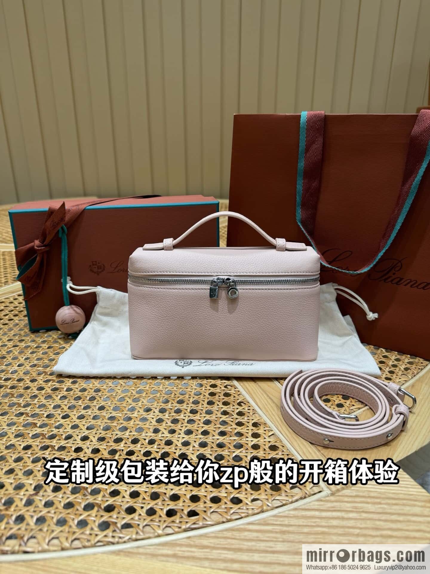 Loro Piana 2nd Generation Extra Pocket L19 Clutch Bag FAN4046 Marble Powder Silver Buckle