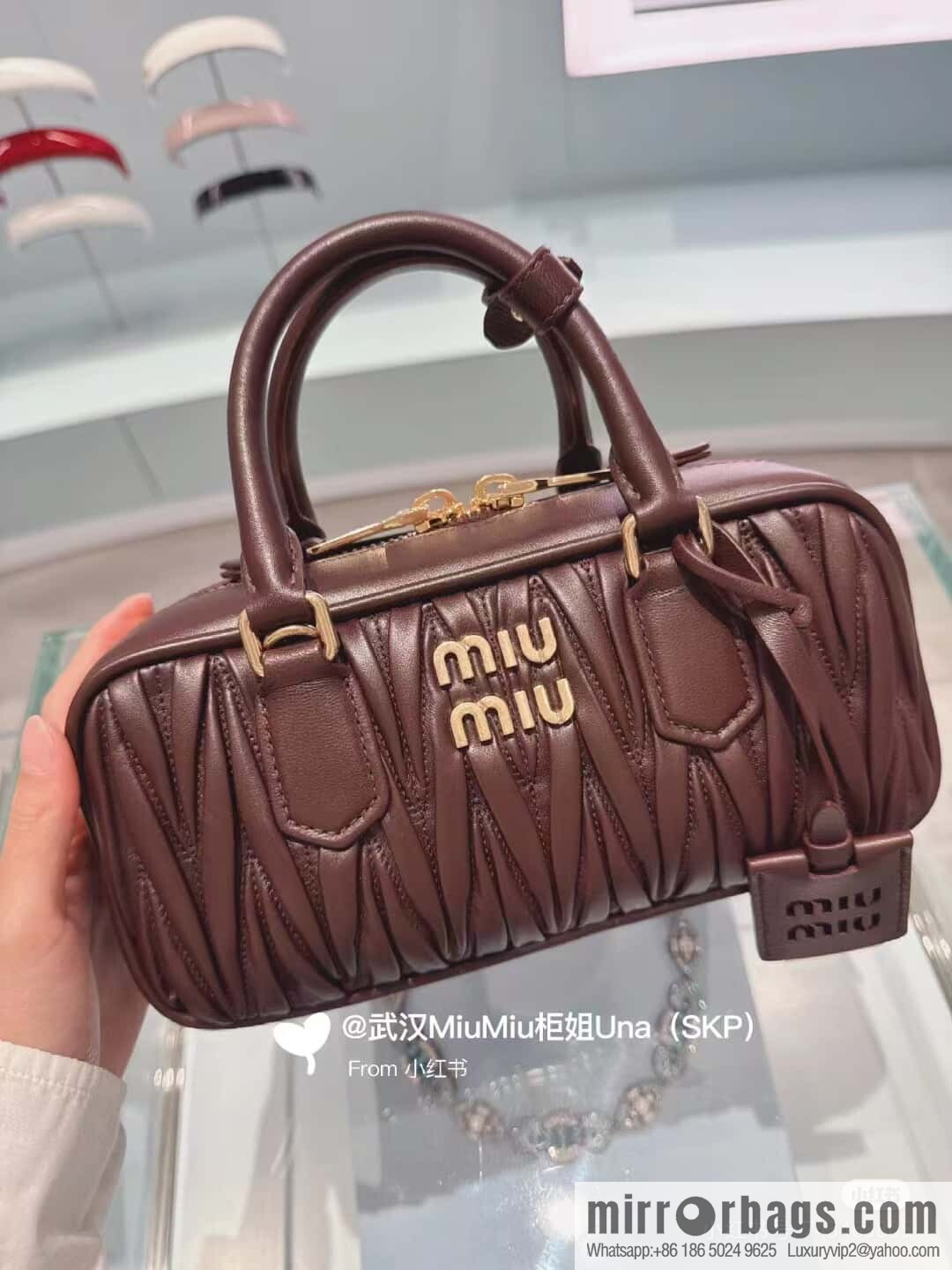 Sheepskin Textured Retro Rectangle Bag | Leather Bowling Bag 5BB142 💕💕 Chocolate
