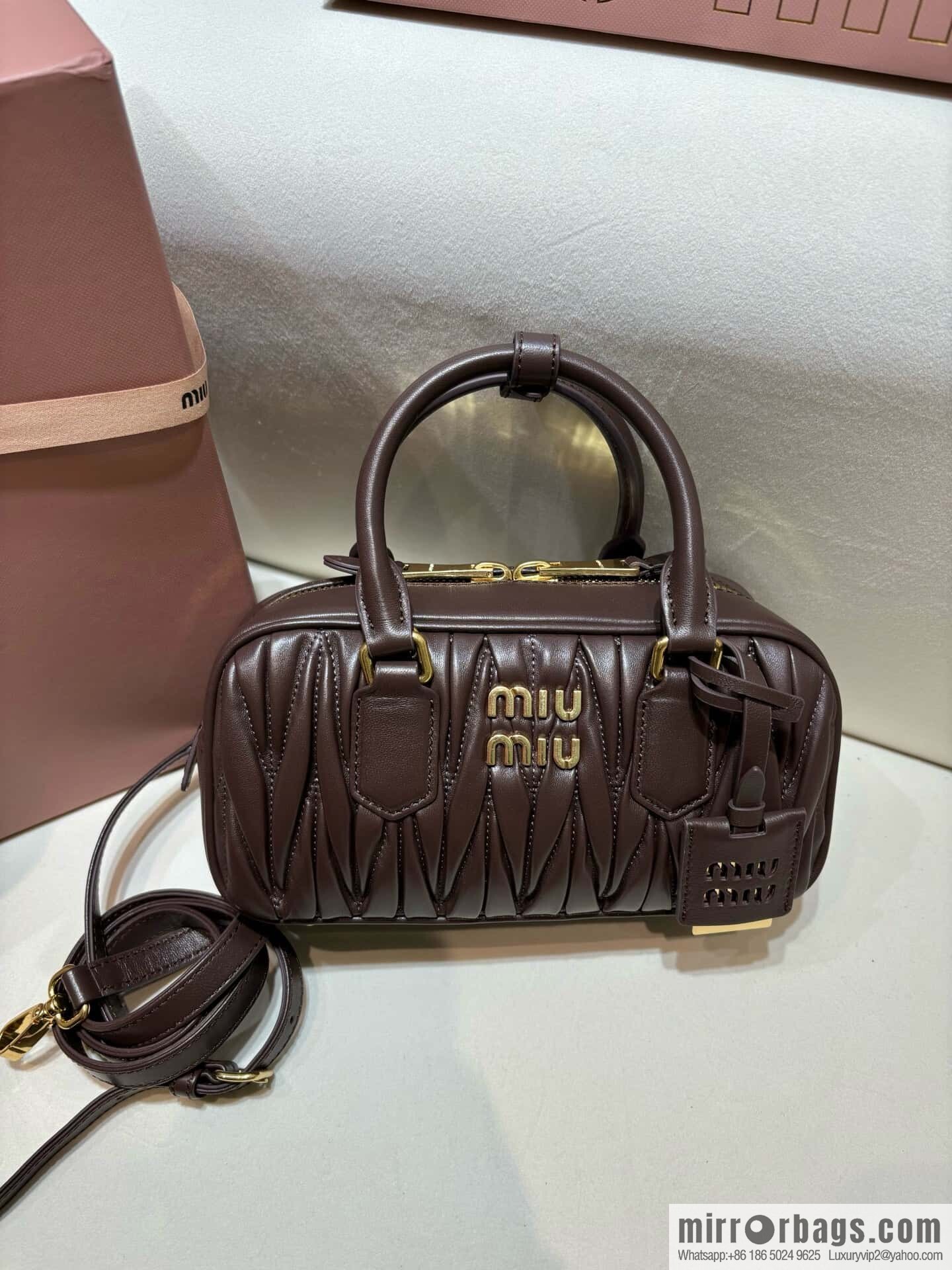 Sheepskin Textured Retro Rectangle Bag | Leather Bowling Bag 5BB142 💕💕 Chocolate