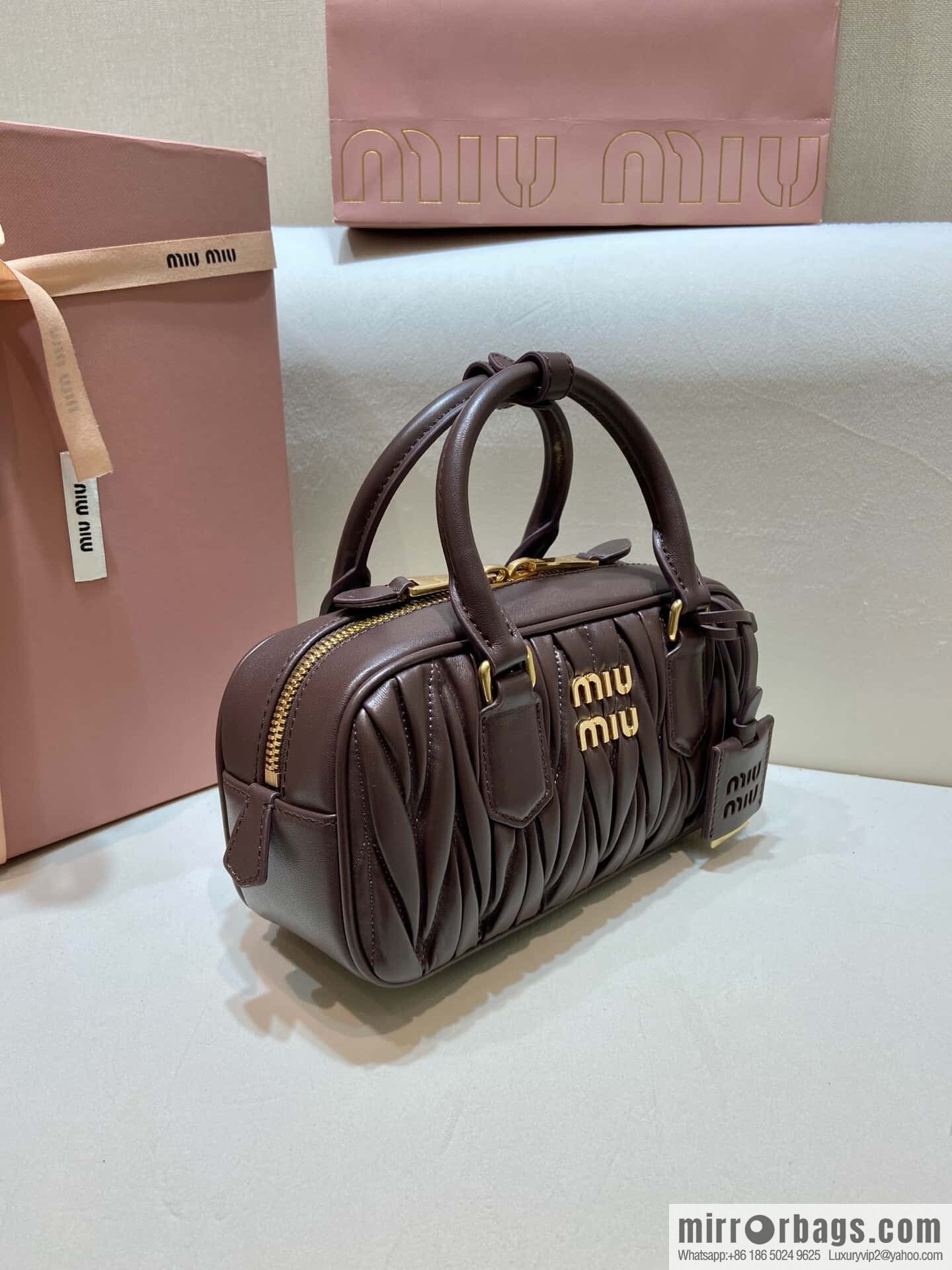 Sheepskin Textured Retro Rectangle Bag | Leather Bowling Bag 5BB142 💕💕 Chocolate