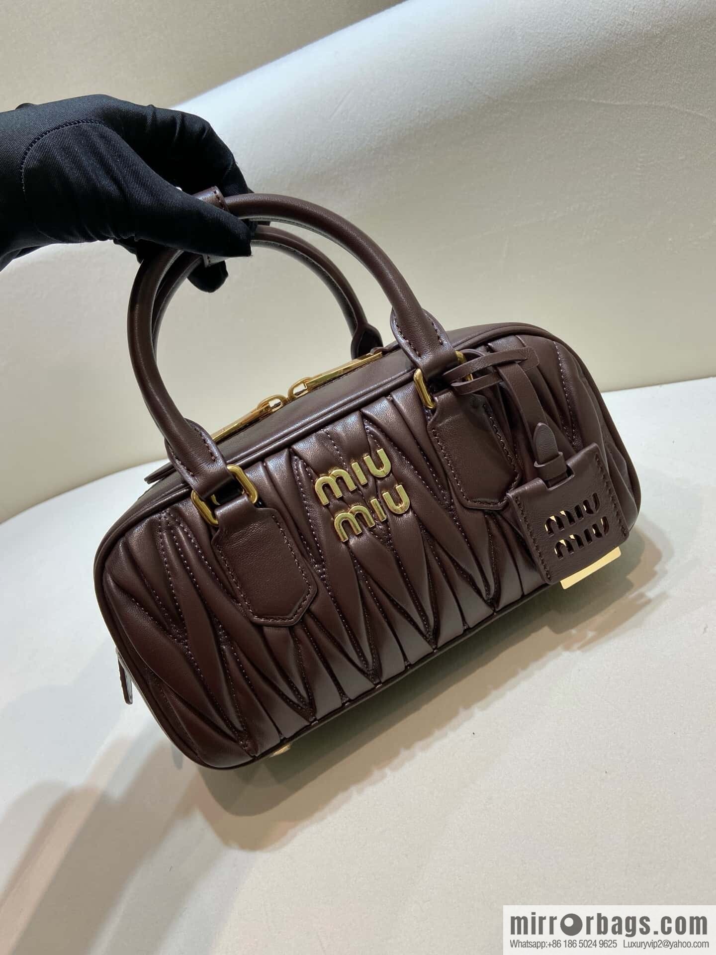 Sheepskin Textured Retro Rectangle Bag | Leather Bowling Bag 5BB142 💕💕 Chocolate