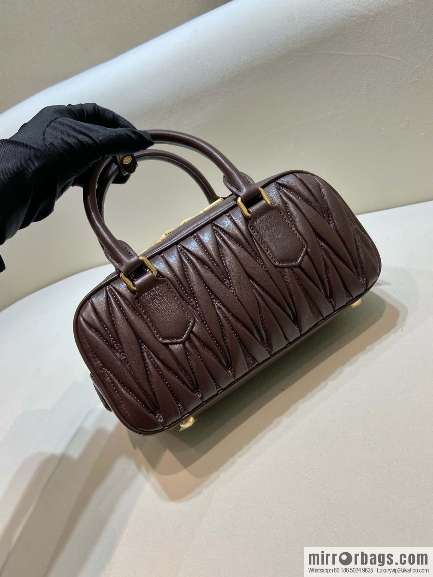 Sheepskin Textured Retro Rectangle Bag | Leather Bowling Bag 5BB142 💕💕 Chocolate