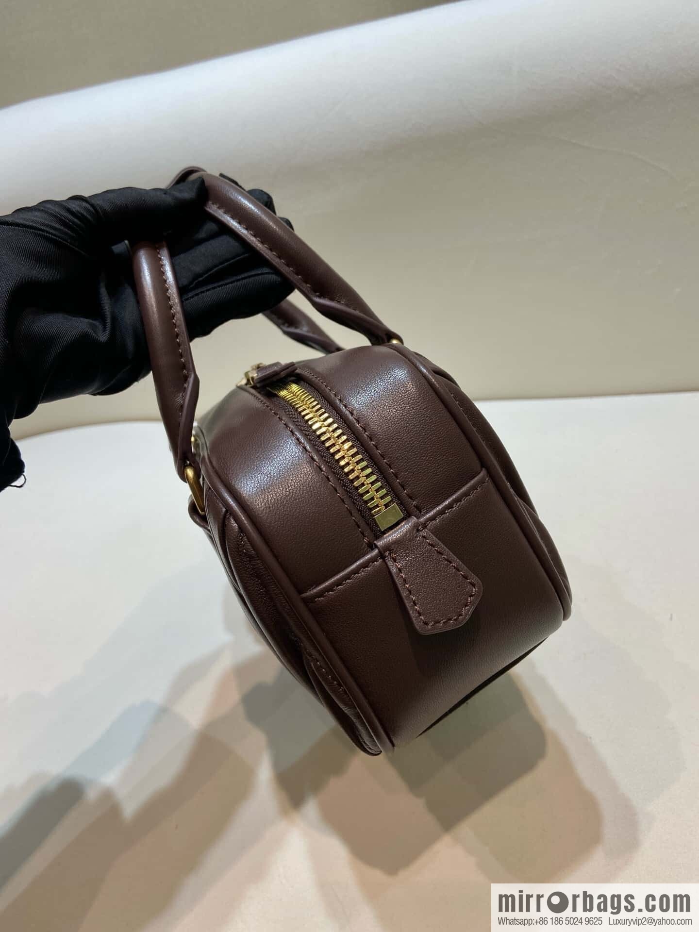 Sheepskin Textured Retro Rectangle Bag | Leather Bowling Bag 5BB142 💕💕 Chocolate