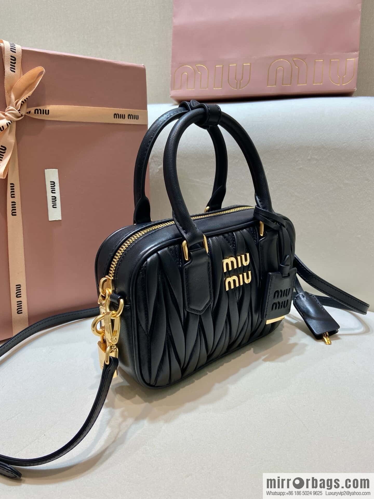 Sheepskin Textured Retro Rectangle Bag | Leather Bowling Bag 5BB123 💕💕 Black