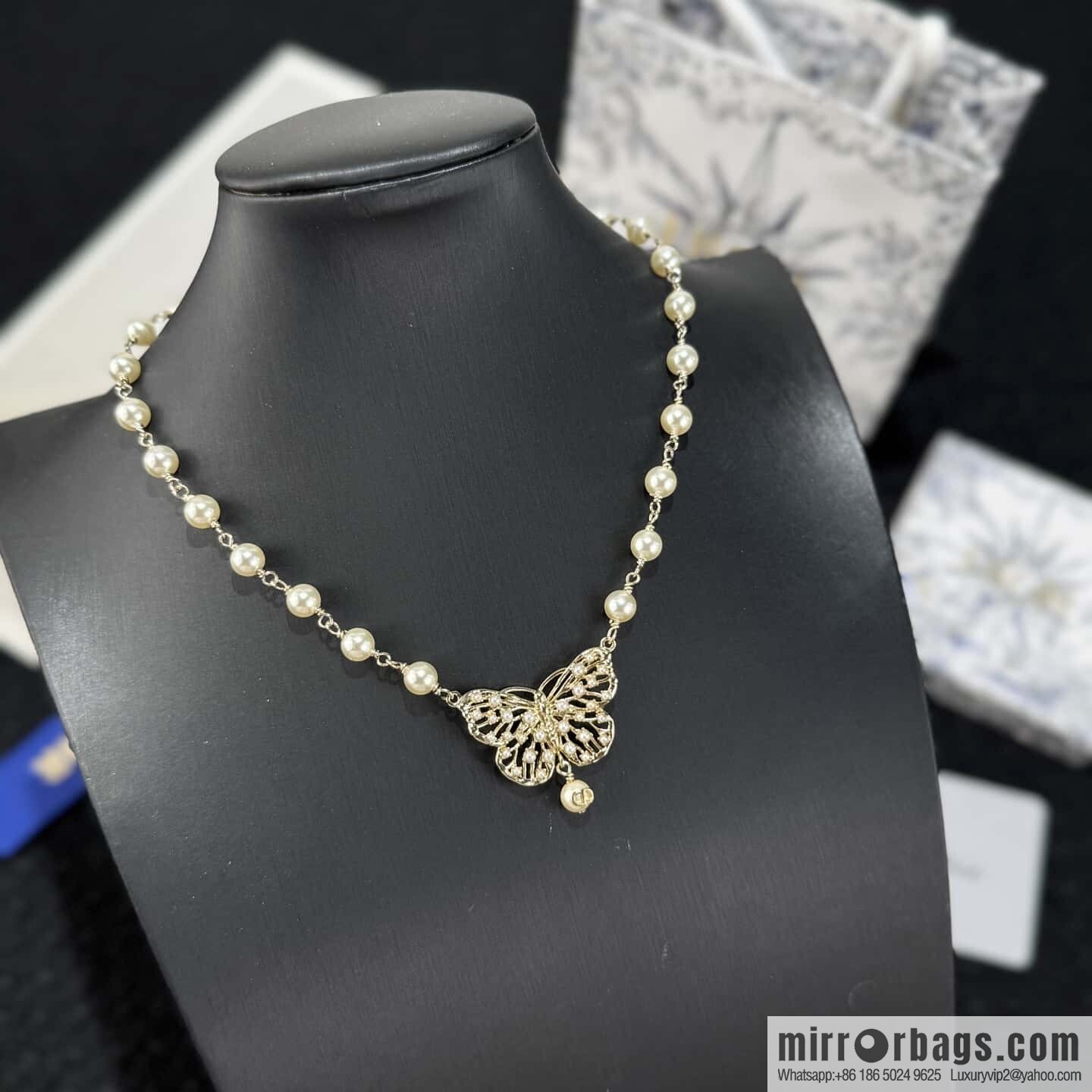 ❗️New ❗️ ☀️ New ☑️ Dior DIOR butterfly pearl necklace ☀️
