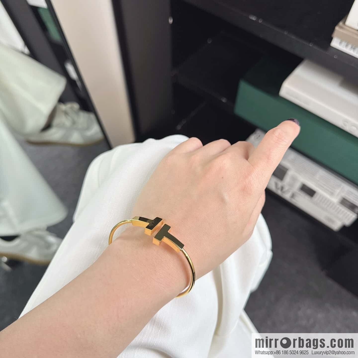 ❗️CNC version ❗️ ☀️ Tiffany & co, classic wide T series, full diamond silver rose gold double T bracelet ☀️