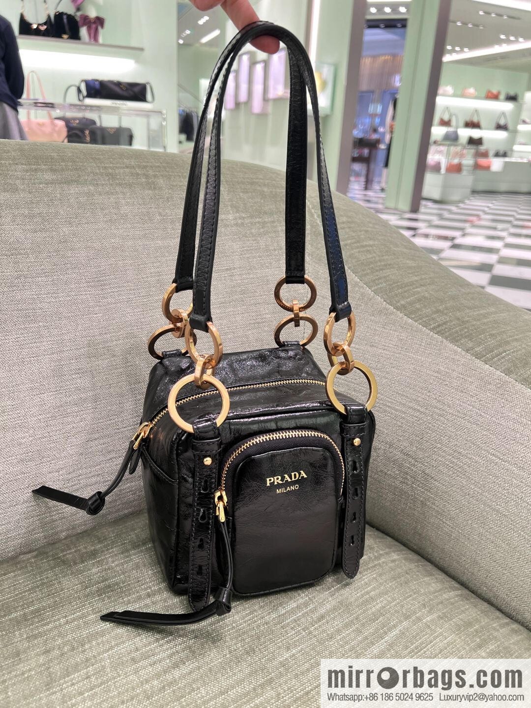 PRADA new oil wax leather 1BB137 small