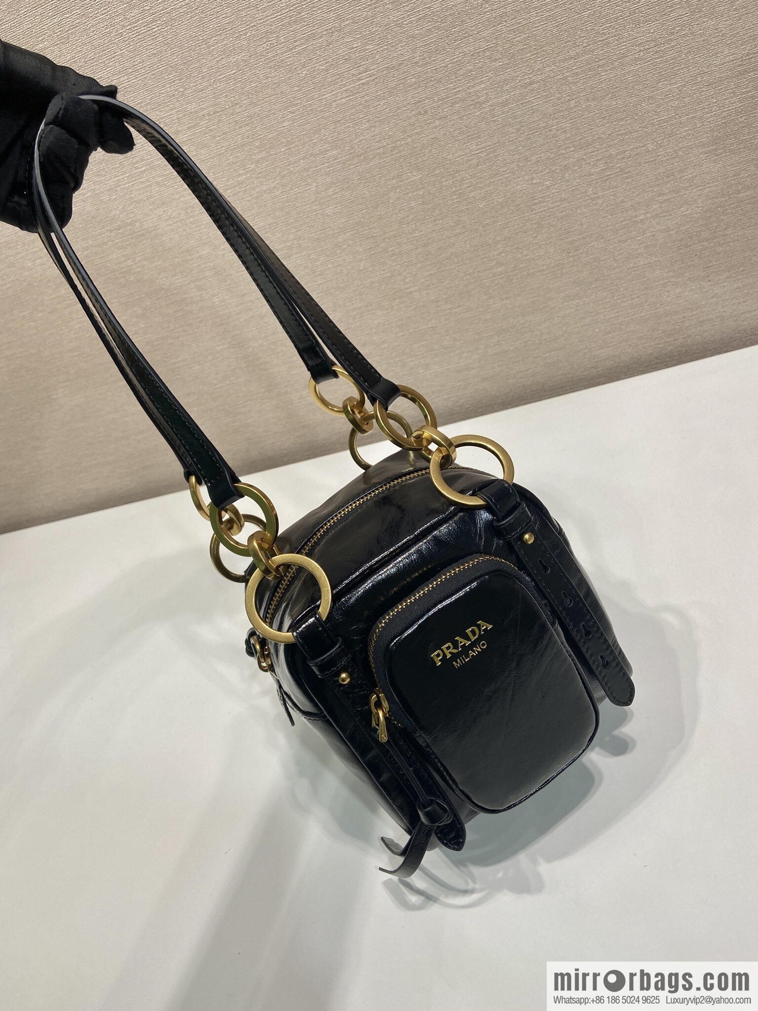 PRADA new oil wax leather 1BB137 small