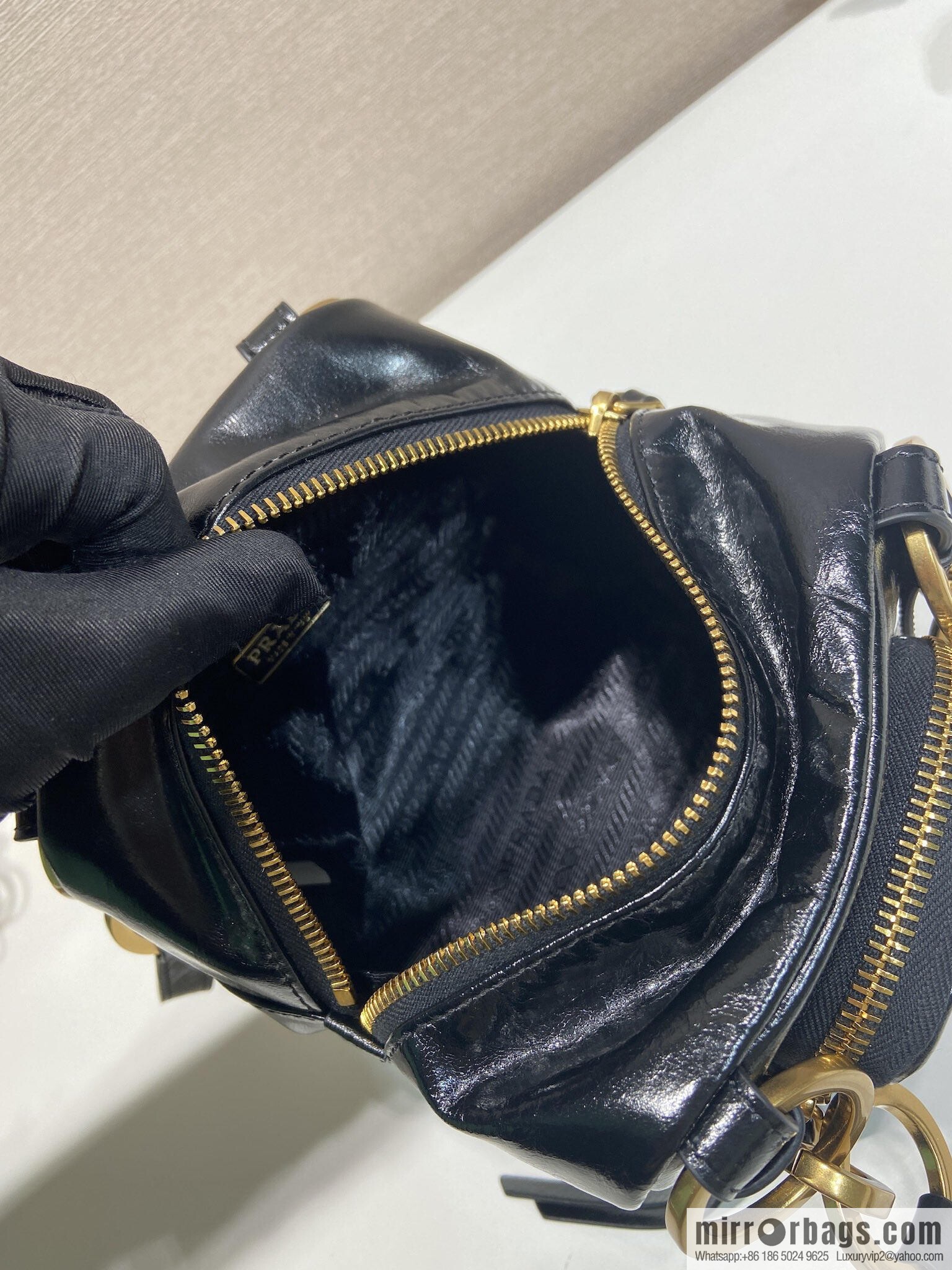 PRADA new oil wax leather 1BB137 small