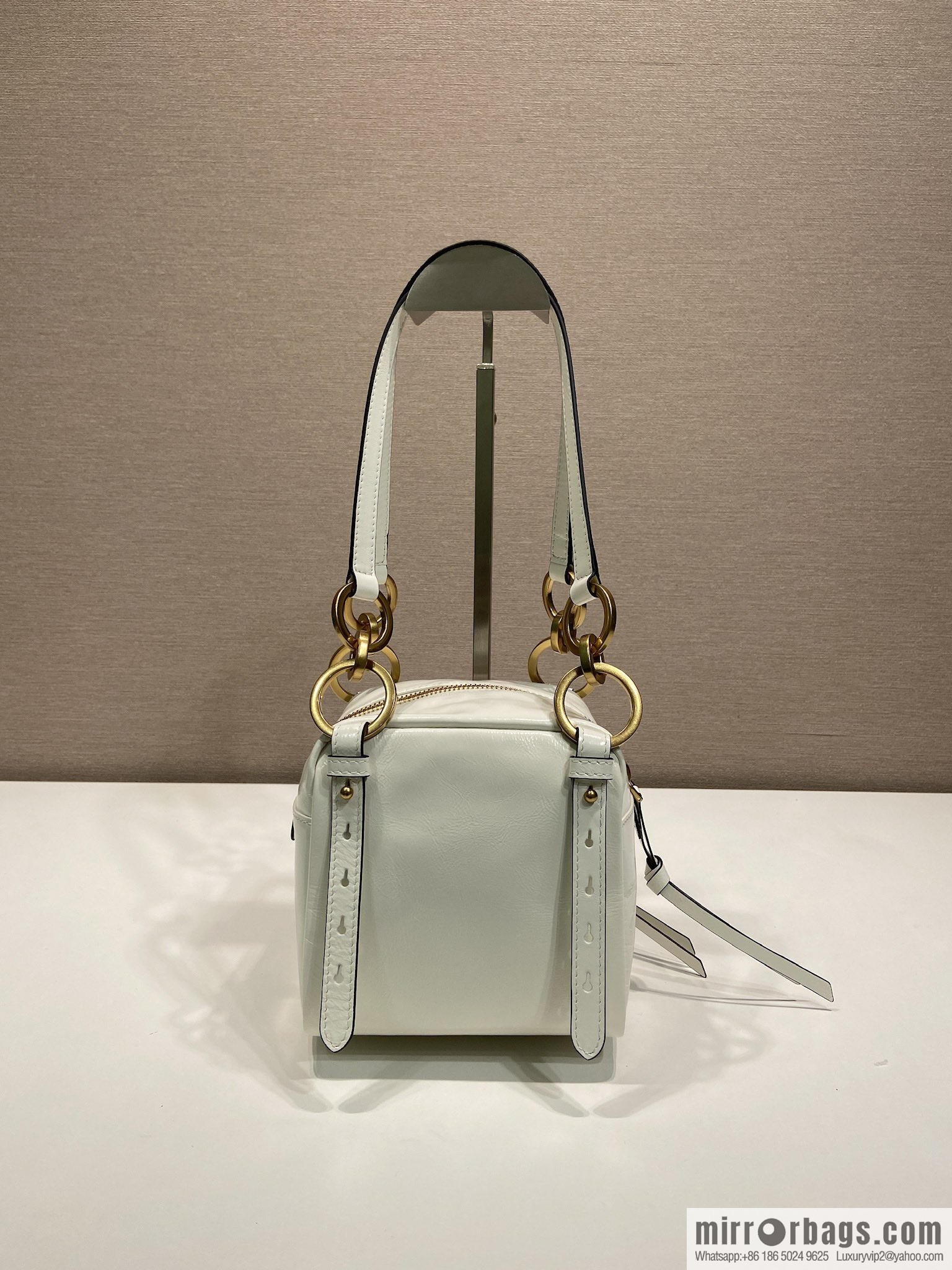 PRADA New Oil Waxed Leather 1BB137 Small, White