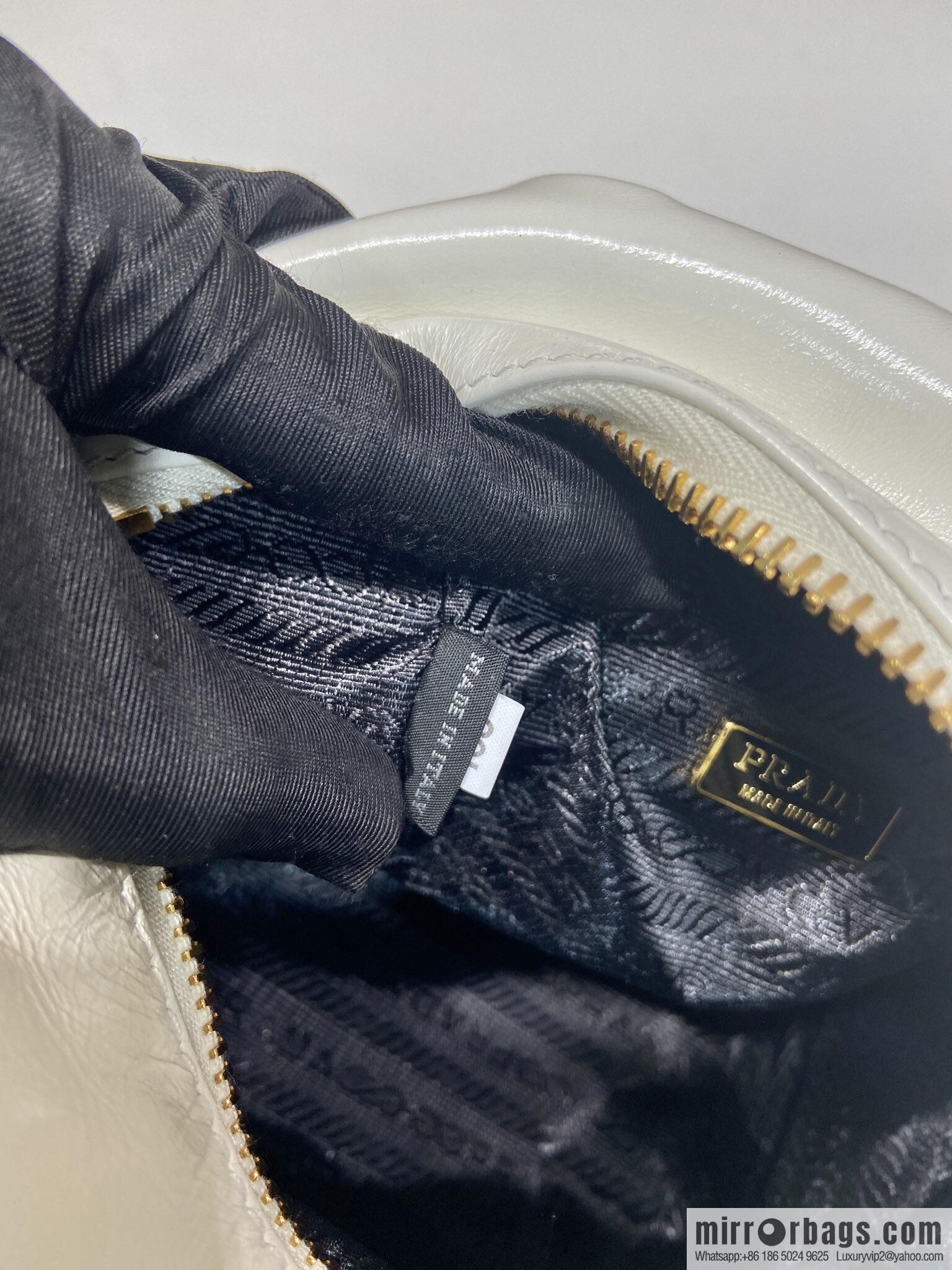 PRADA New Oil Waxed Leather 1BB137 Small, White