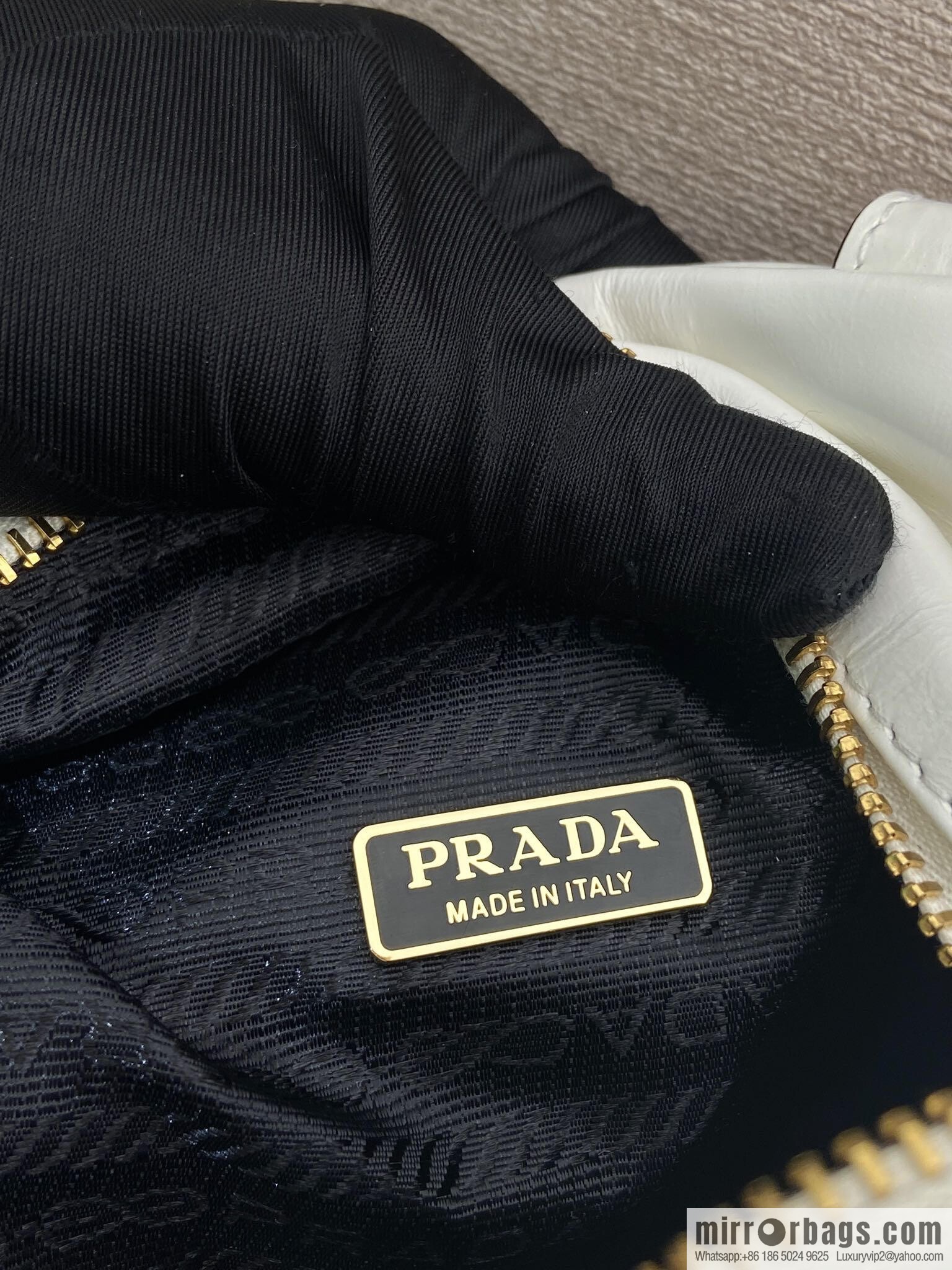 PRADA New Oil Waxed Leather 1BB137 Small, White