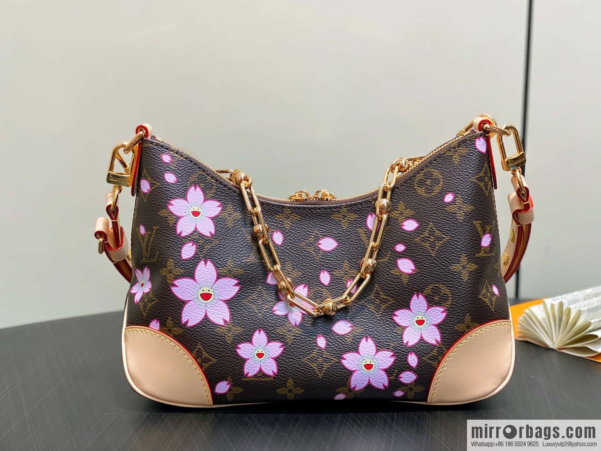 [Boutique‑grade] M13265 cherry blossom, silk screen croissant LV x TM BOULOGNE handbag