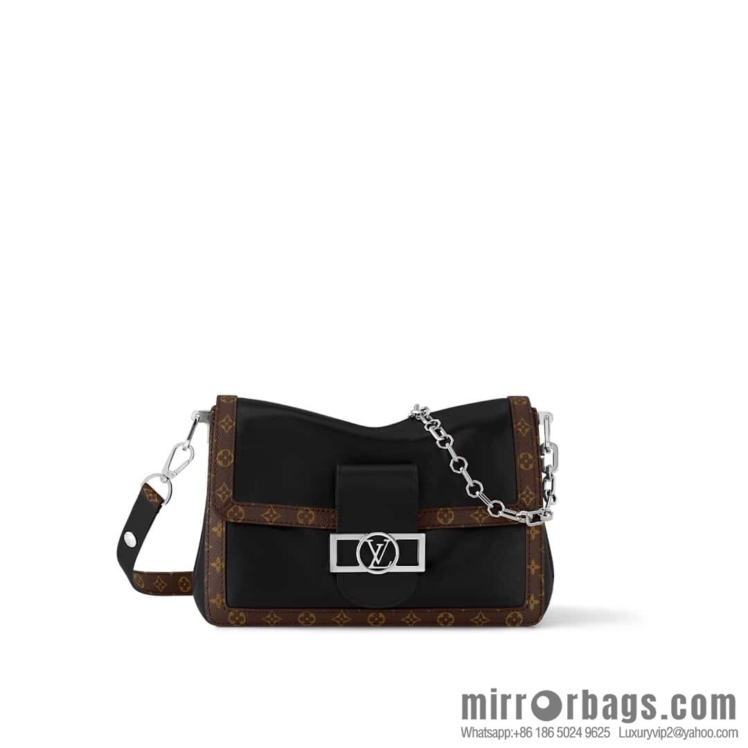 [Boutique‑grade] M13450 presbyopia black, full leather Daphne DAUPHINE SOFT medium handbag
