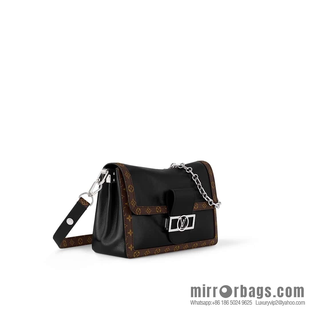 [Boutique‑grade] M13450 presbyopia black, full leather Daphne DAUPHINE SOFT medium handbag