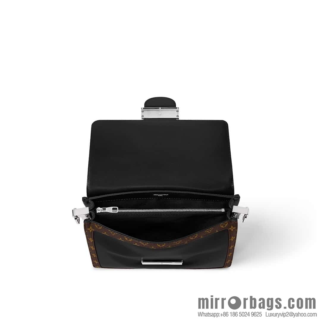 [Boutique‑grade] M13450 presbyopia black, full leather Daphne DAUPHINE SOFT medium handbag