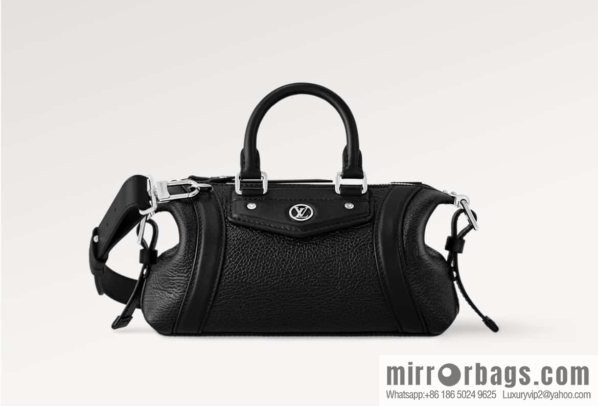 [Boutique‑grade] M14623 black, full leather locomotive bag NANO LV BIKER handbag