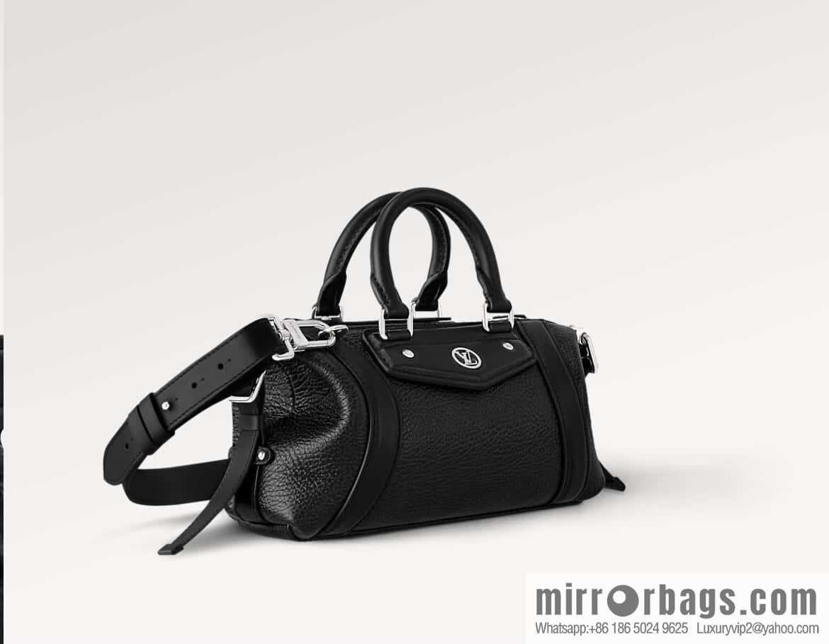 [Boutique‑grade] M14623 black, full leather locomotive bag NANO LV BIKER handbag